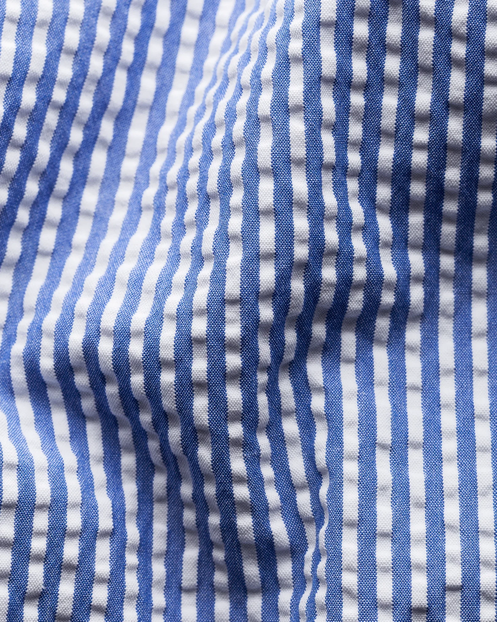 Eton - blue striped seersucker shirt short sleeved