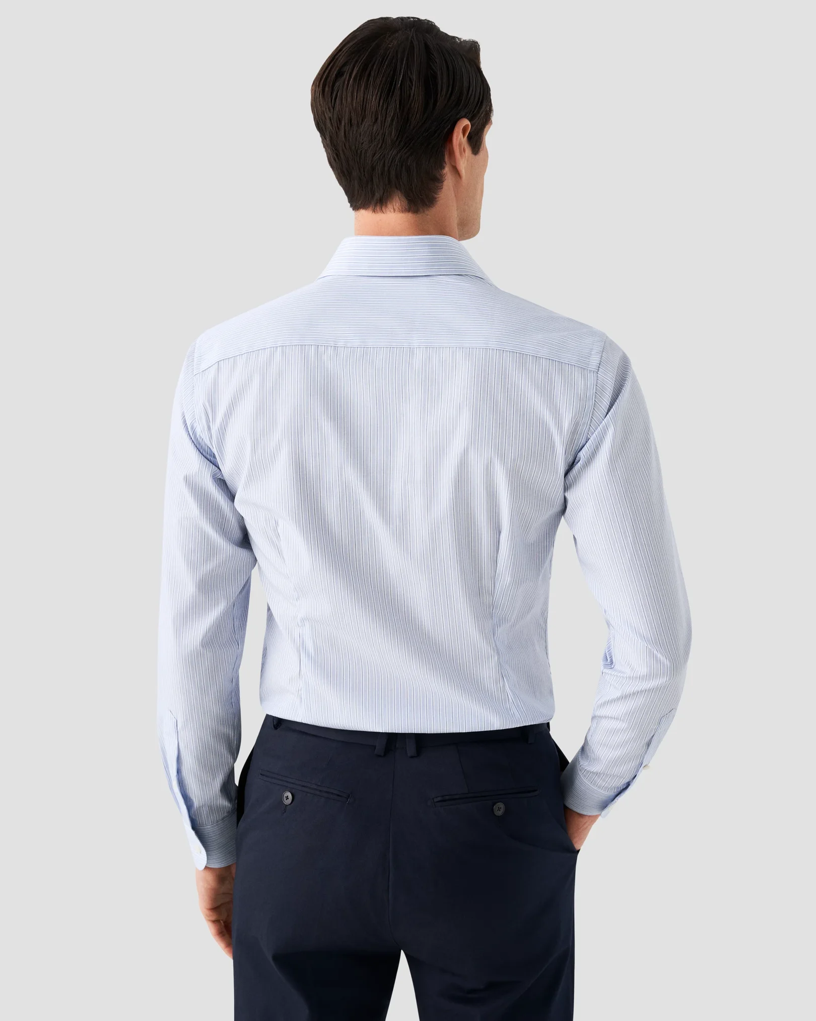 Eton - dark blue poplin archive sripe