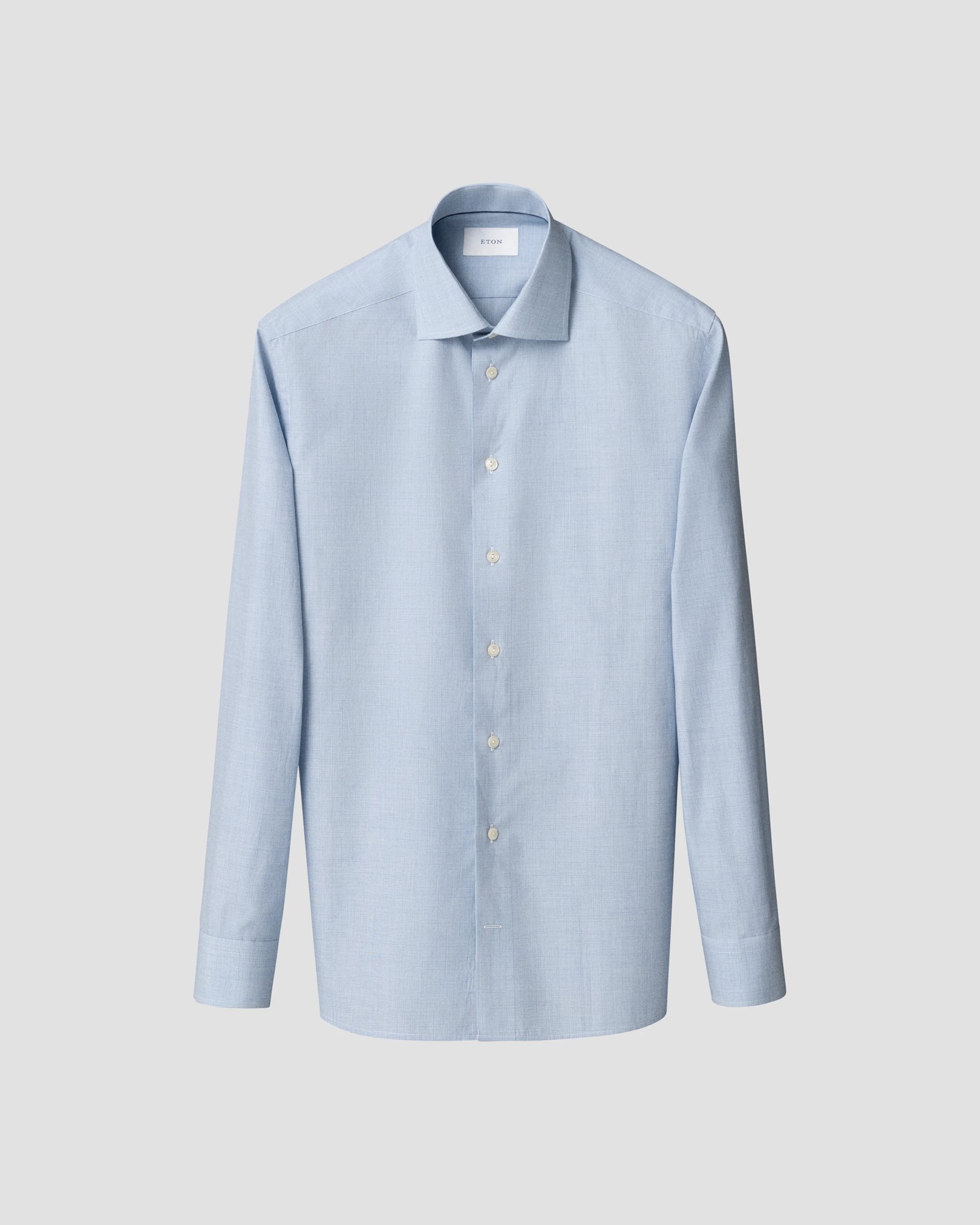Eton - light blue check fine twillshirt