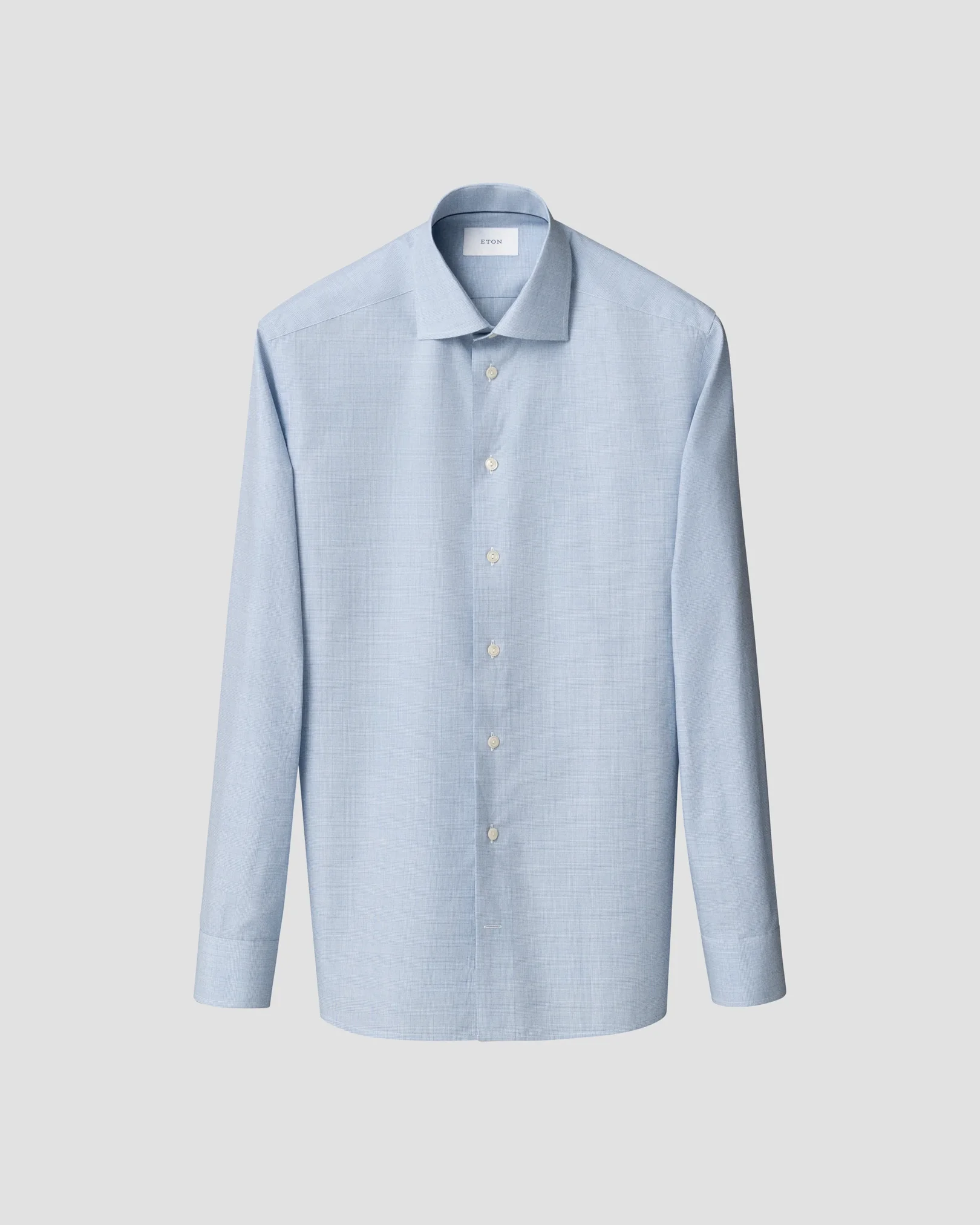 Eton - light blue check fine twillshirt