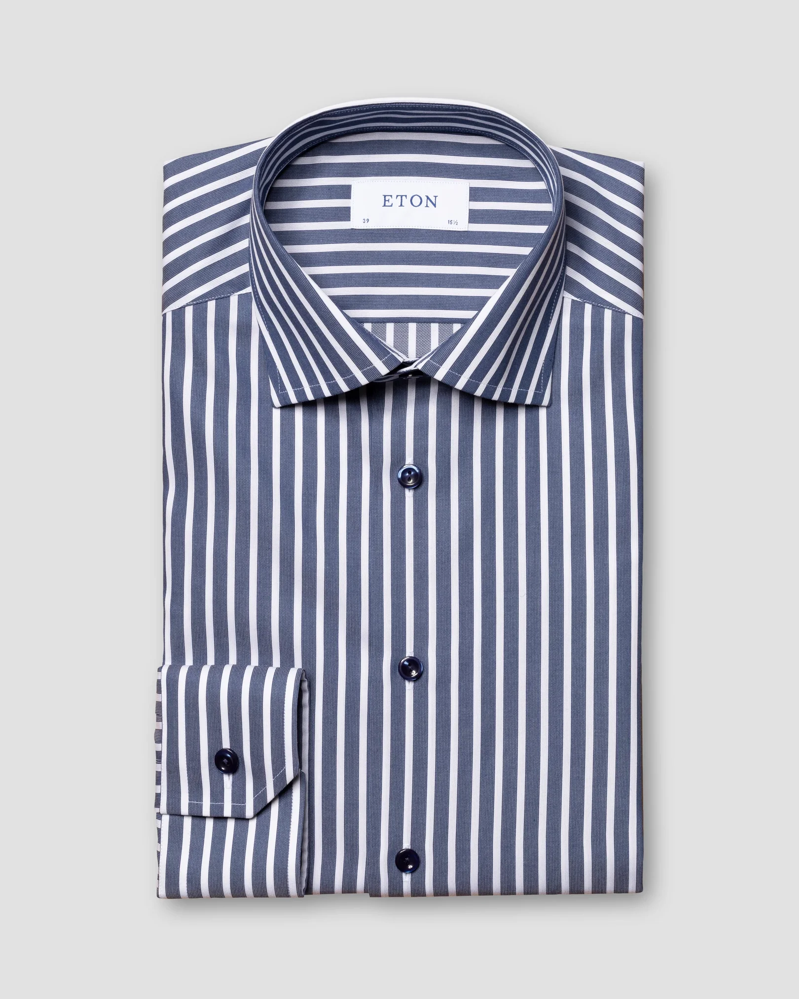 Eton - blue striped pique shirt