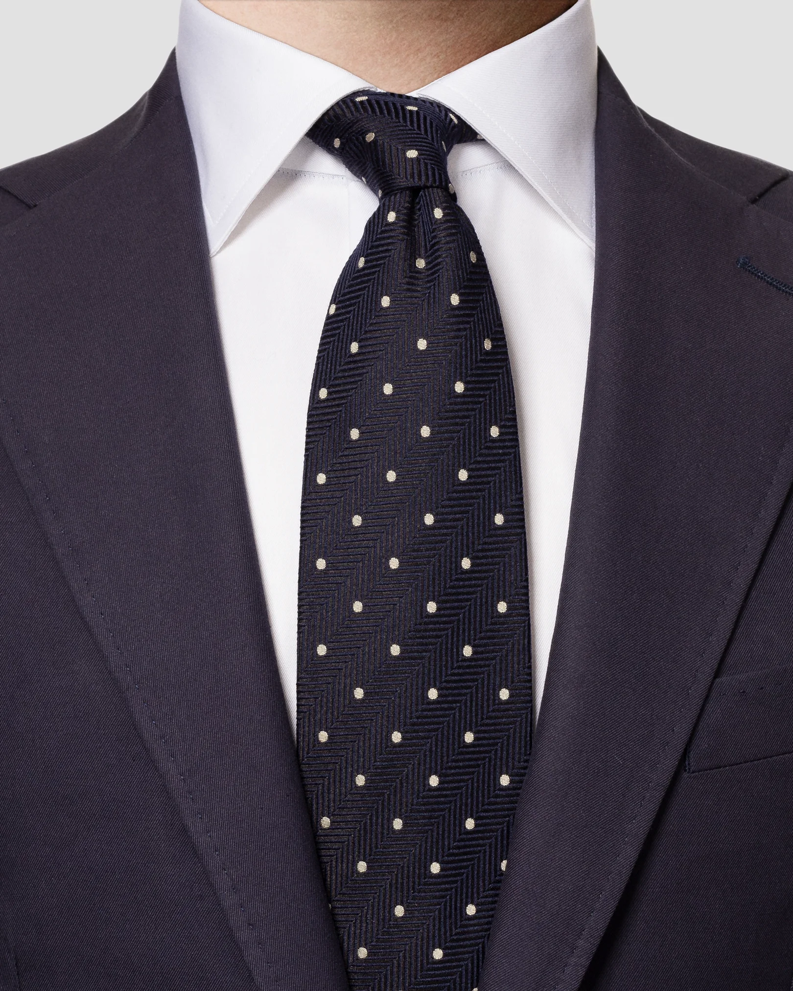 Eton - dark blue polka dot wool silk tie