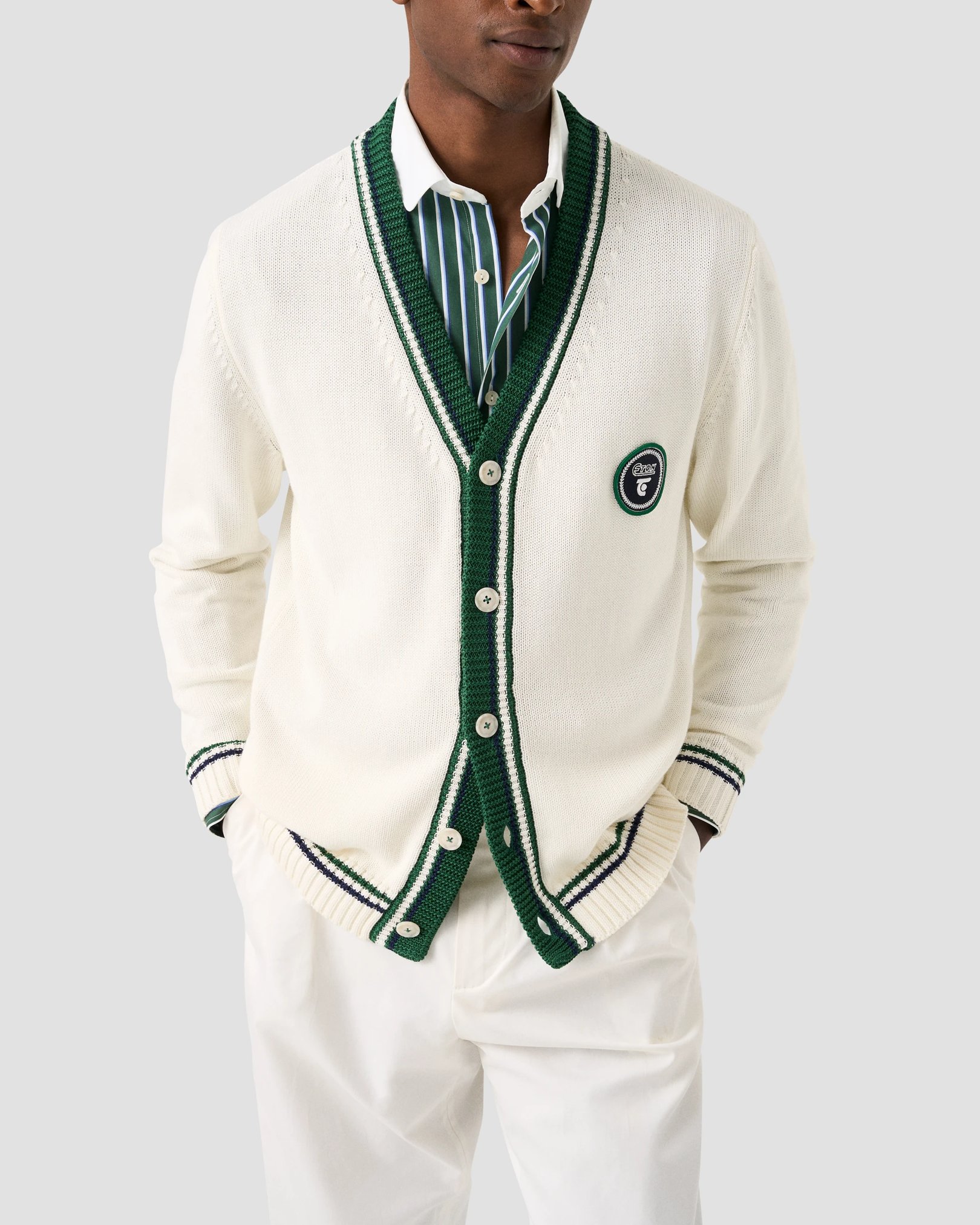 Eton - Cardigan en coton avec col en V Eton x Tretorn