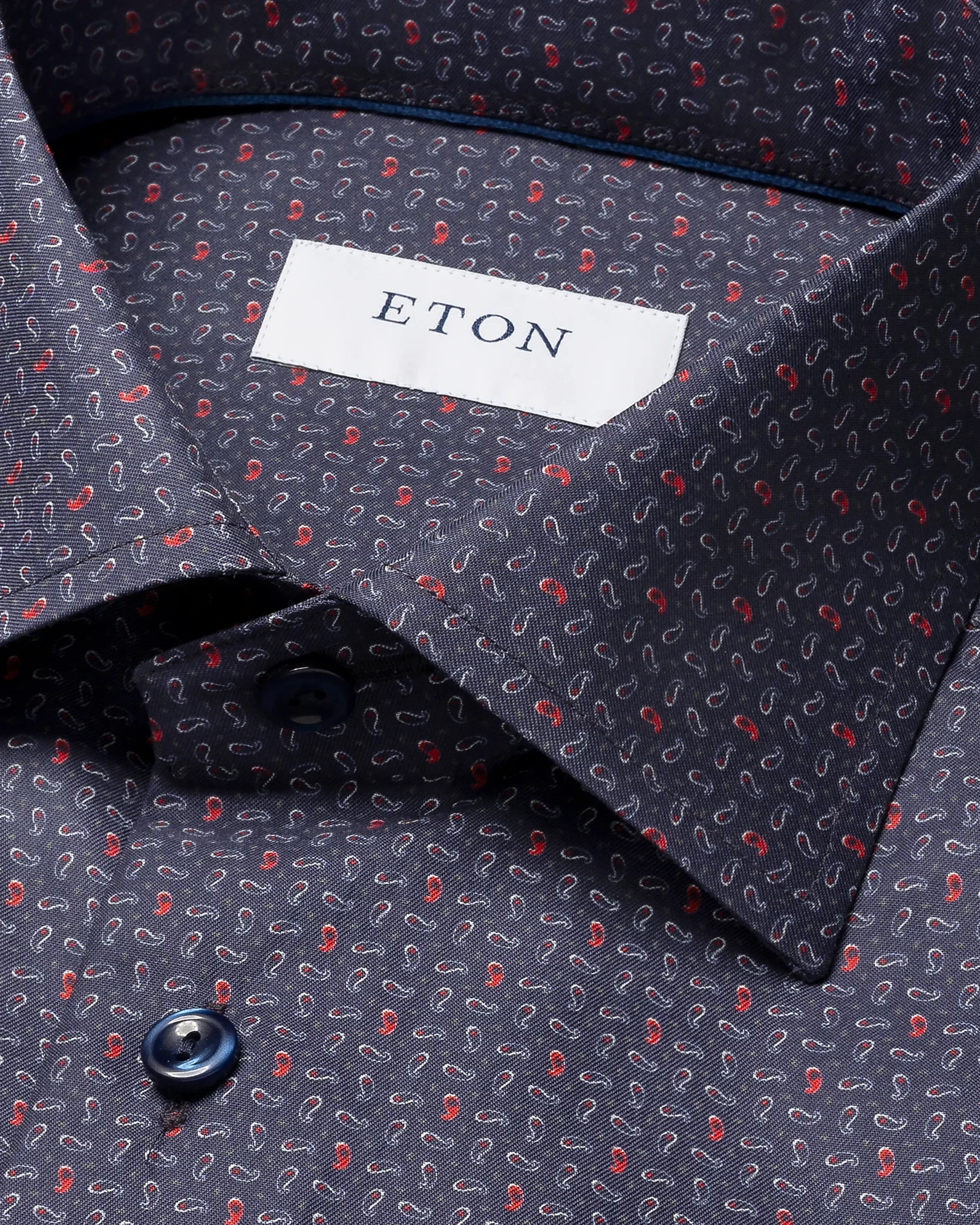 Eton - navy blue twill cutaway collar