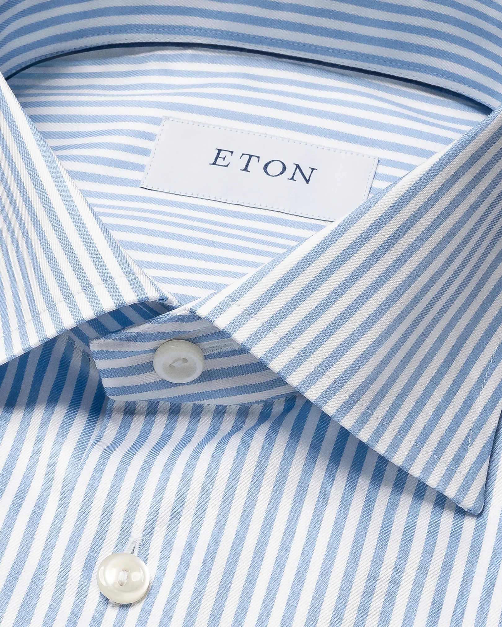 Eton - light blue striped cotton tencel tm lyocell shirt
