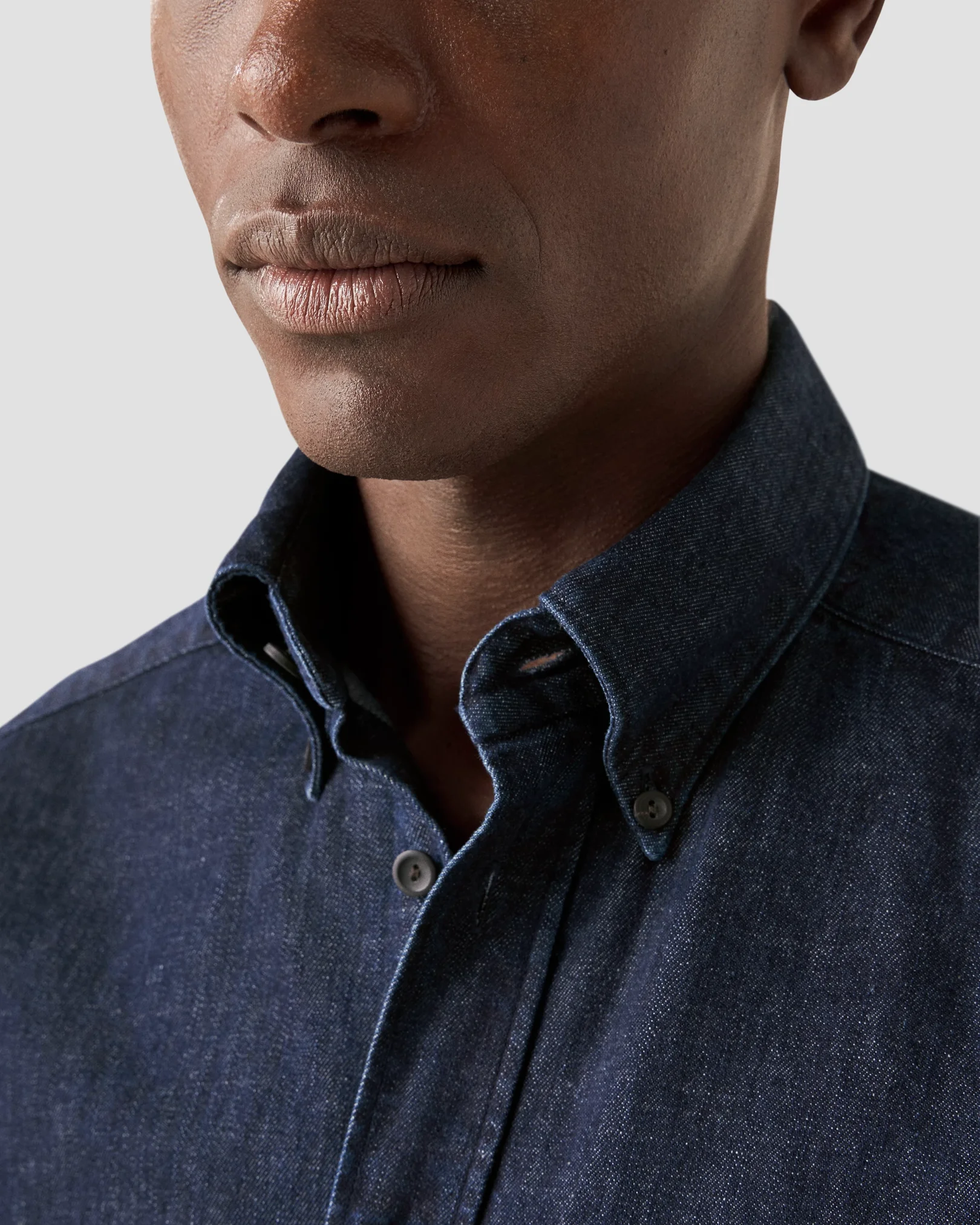 Eton - navy blue twill buttondown