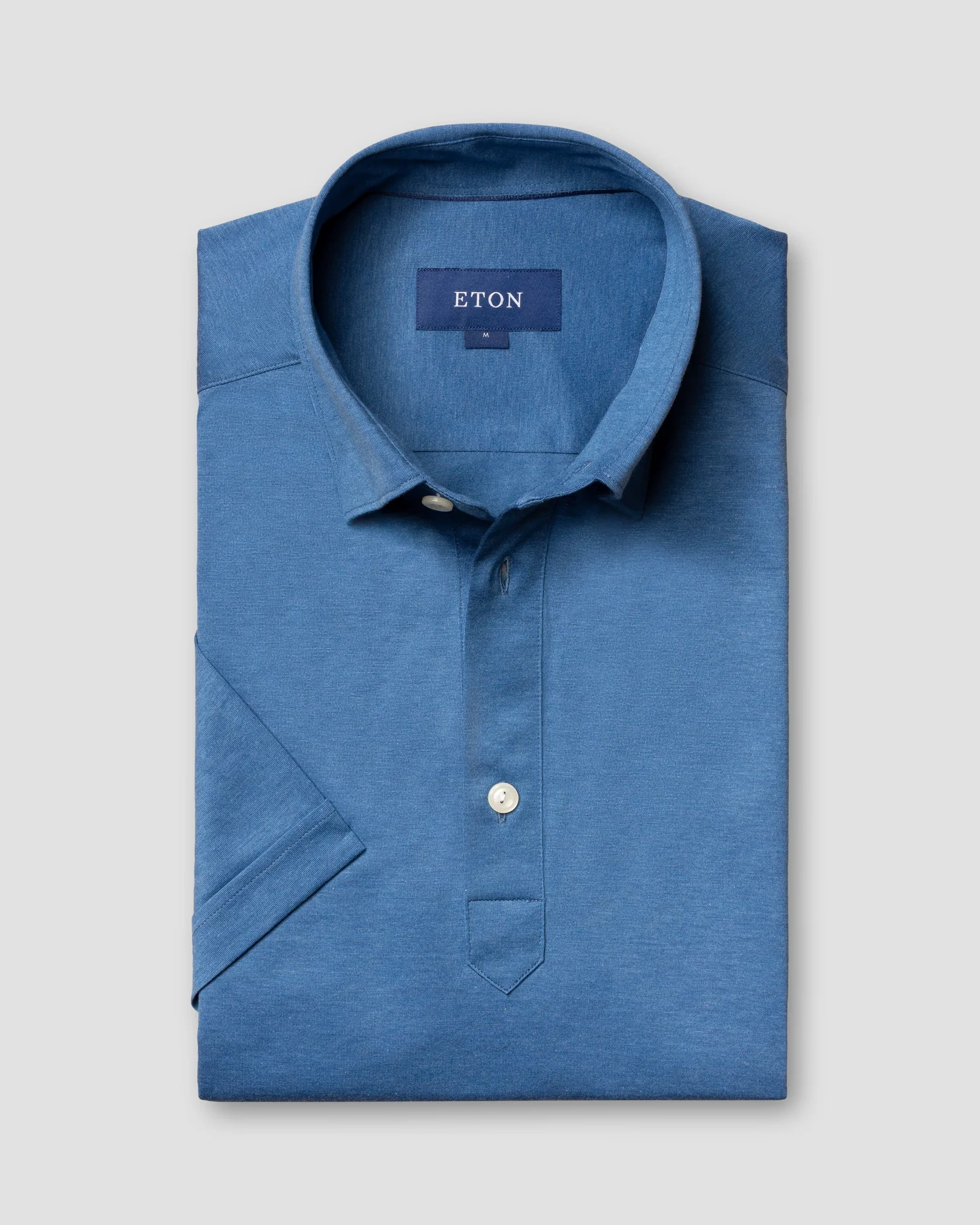 Eton - blue popover jersey shirt short sleeved