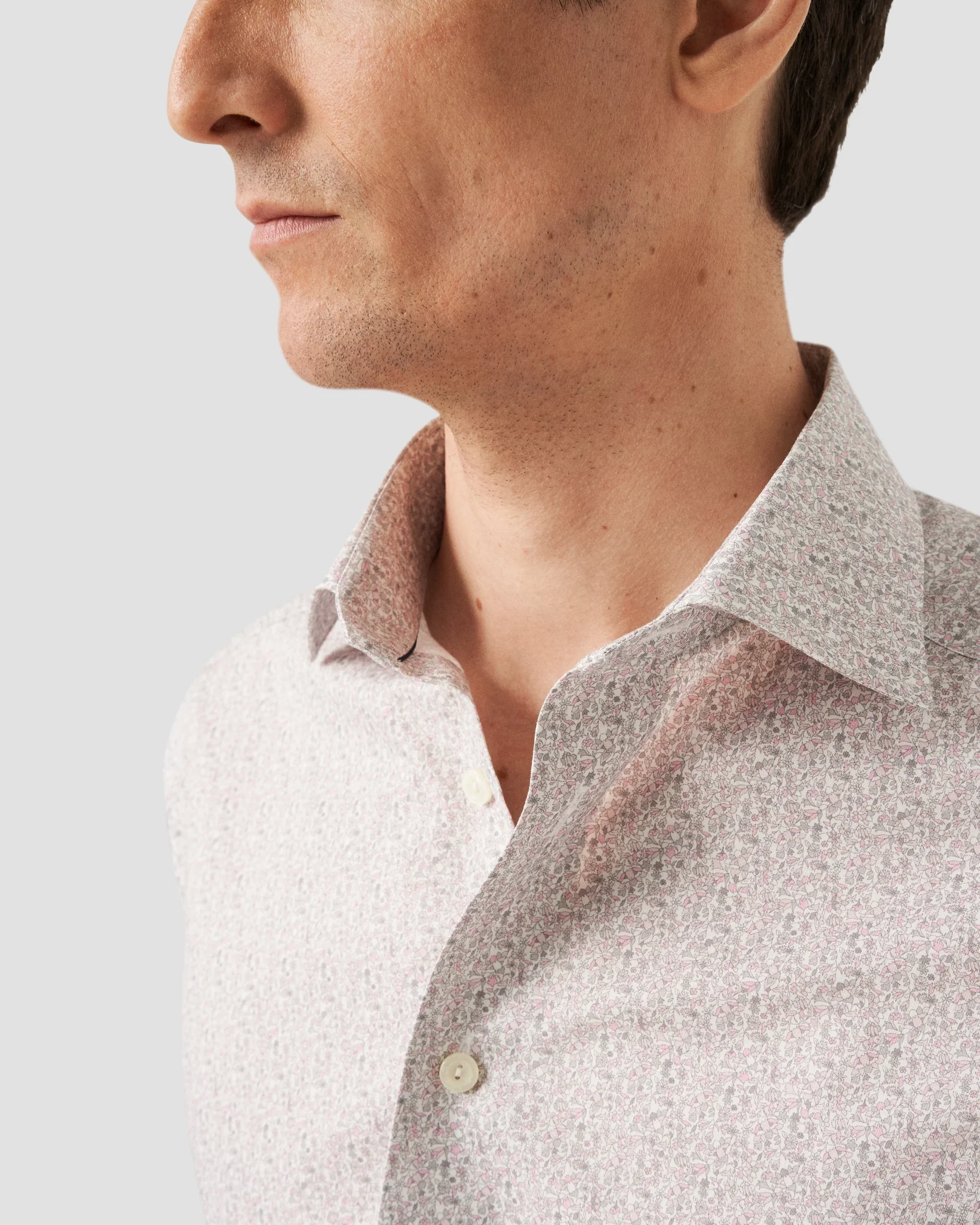 Eton - pink twill cutaway floral shirt