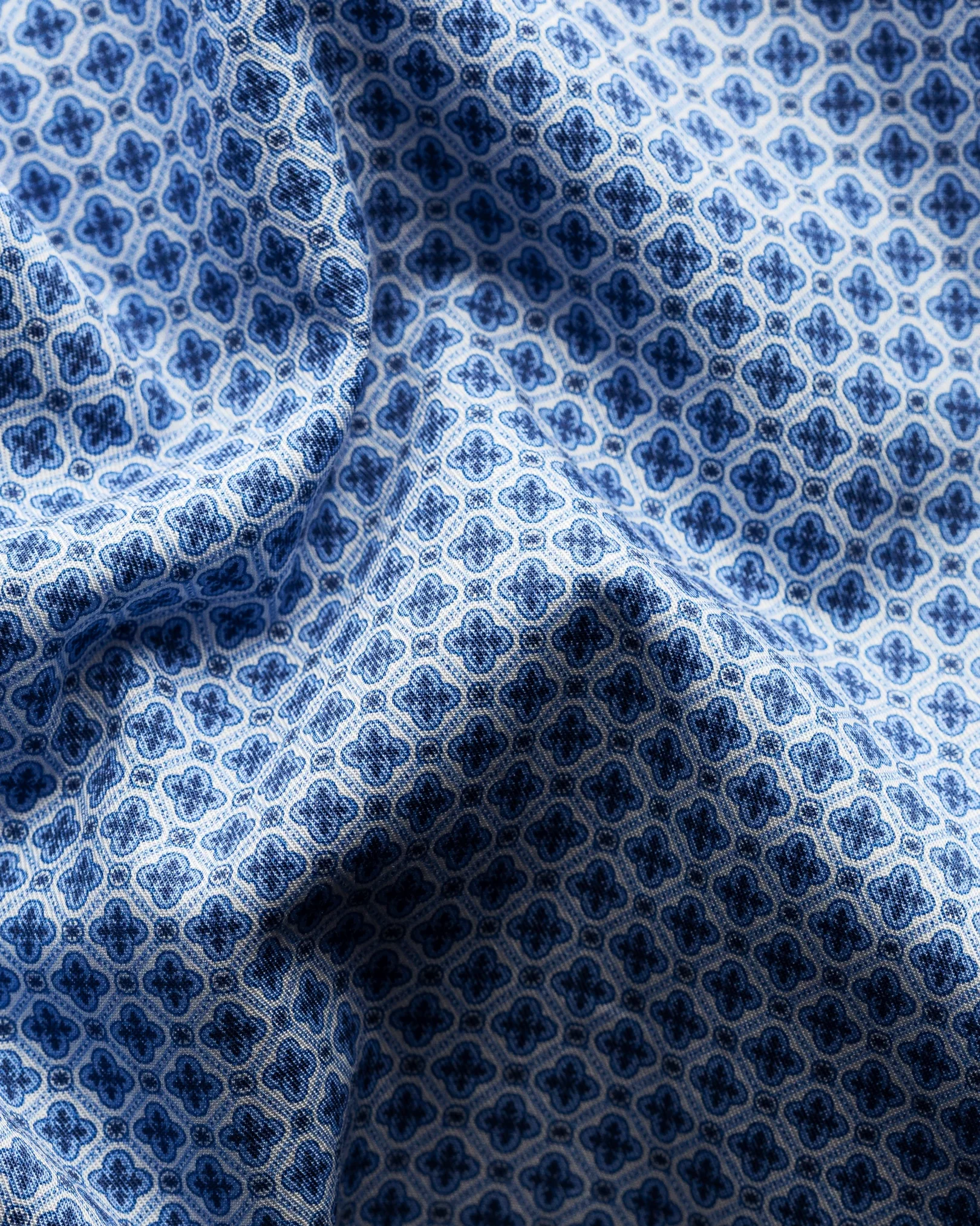 Eton - blue geometric print fine twill shirt