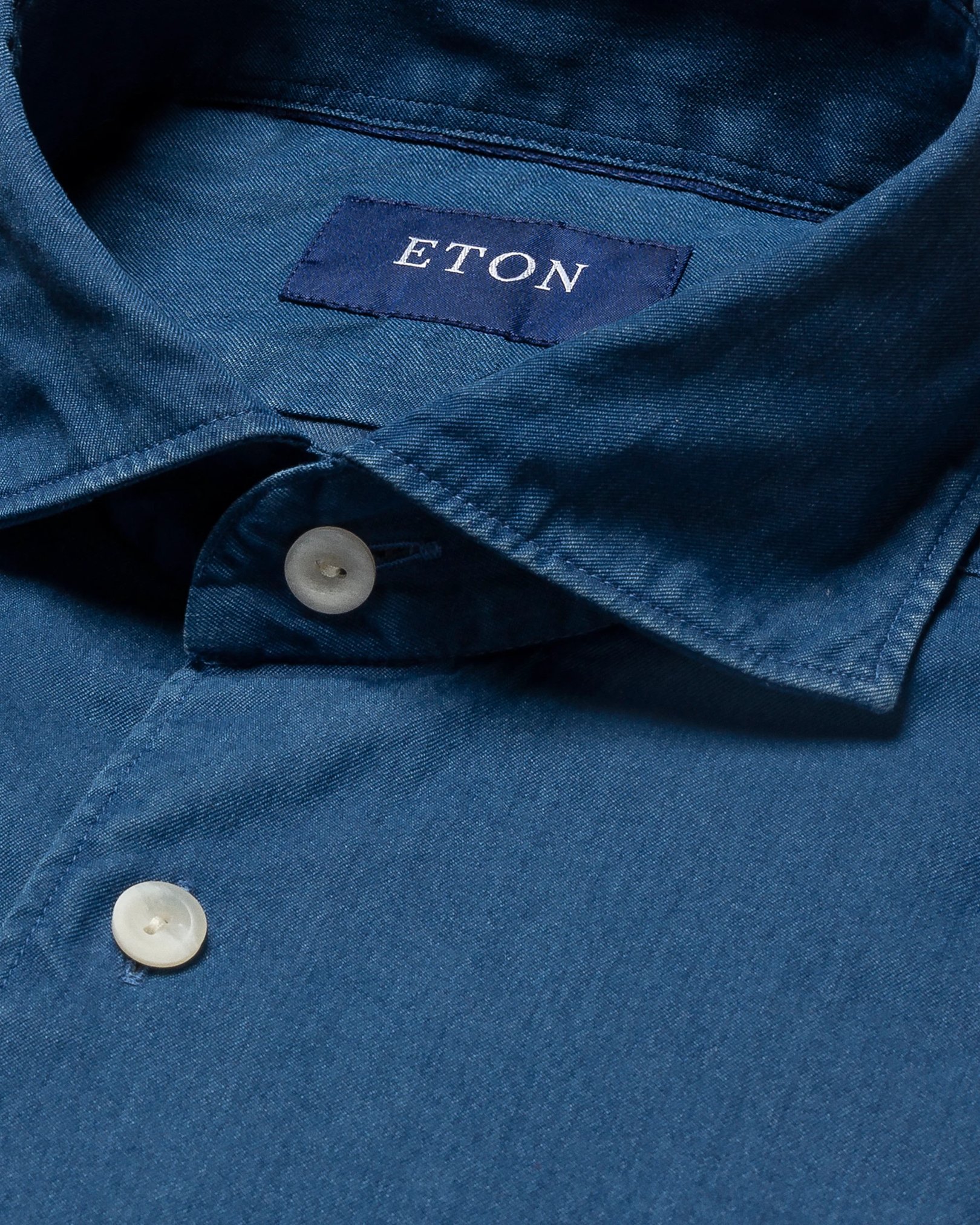 Eton - navy blue indigo wide spread collar