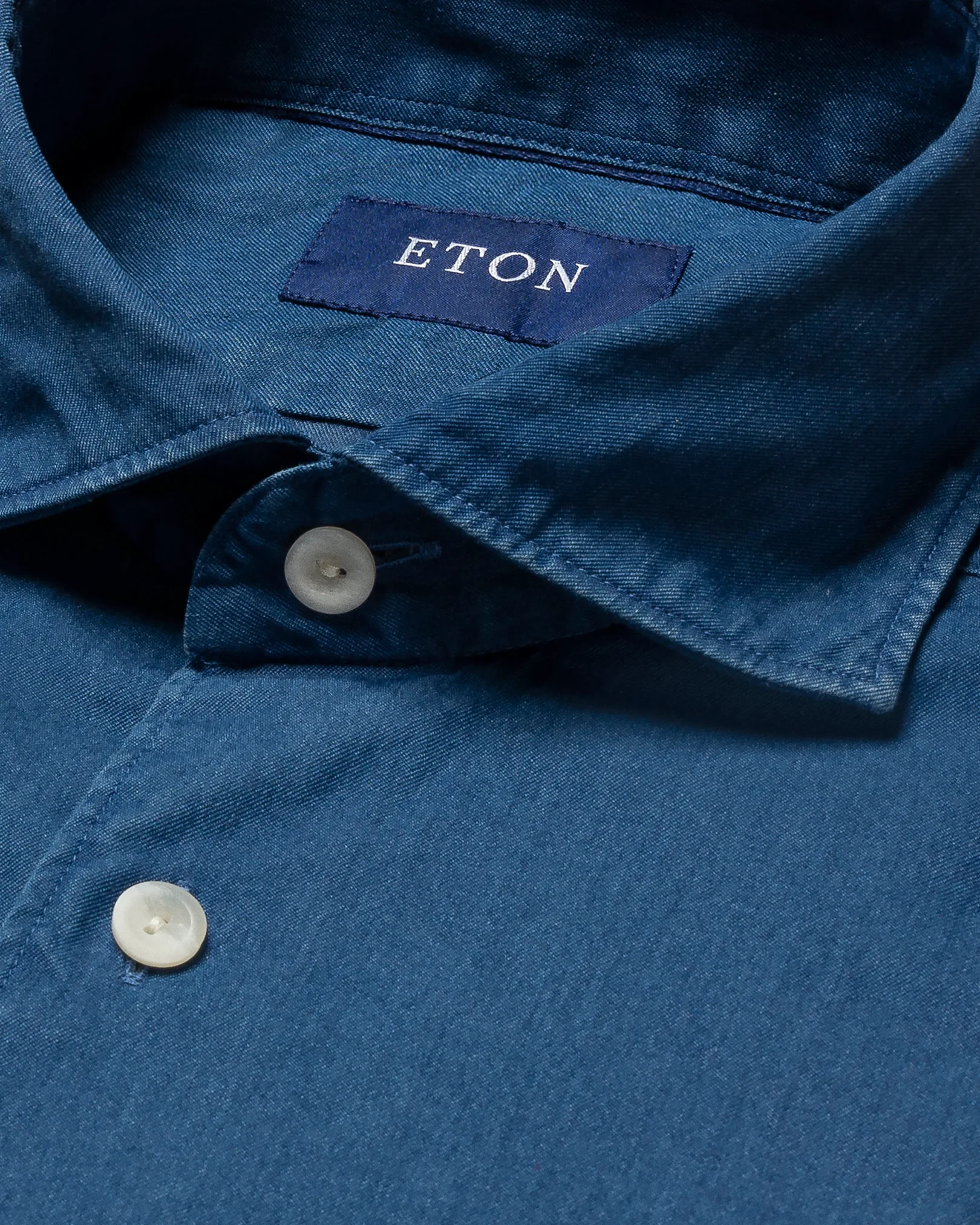 Eton - navy blue indigo wide spread collar