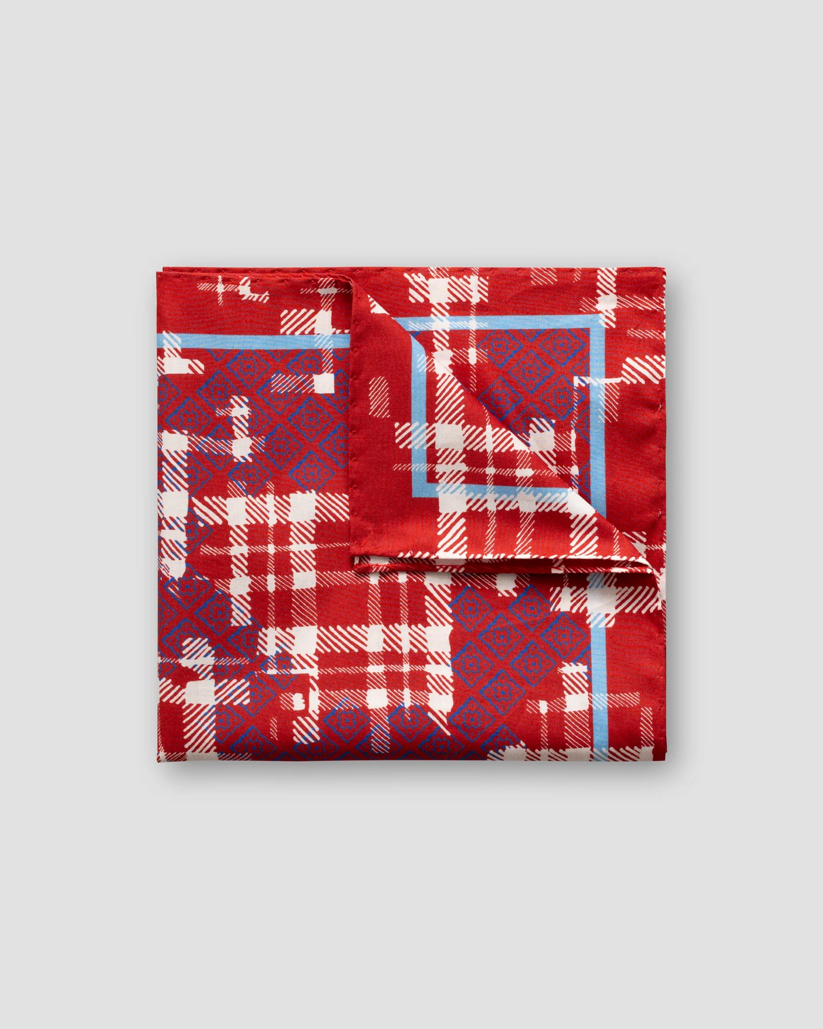 Eton - red tweed print pocket square