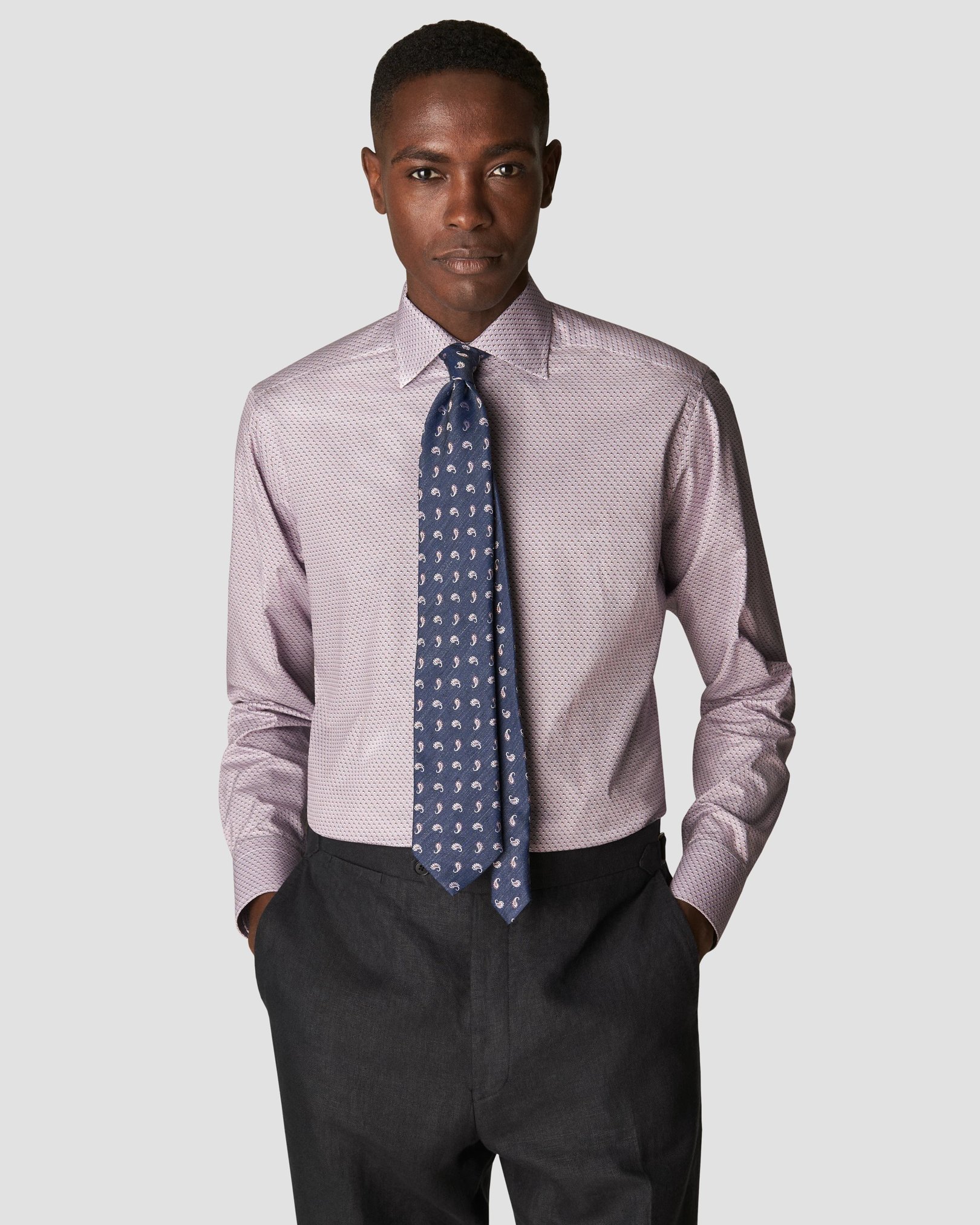 Eton - pink signature twill micro print