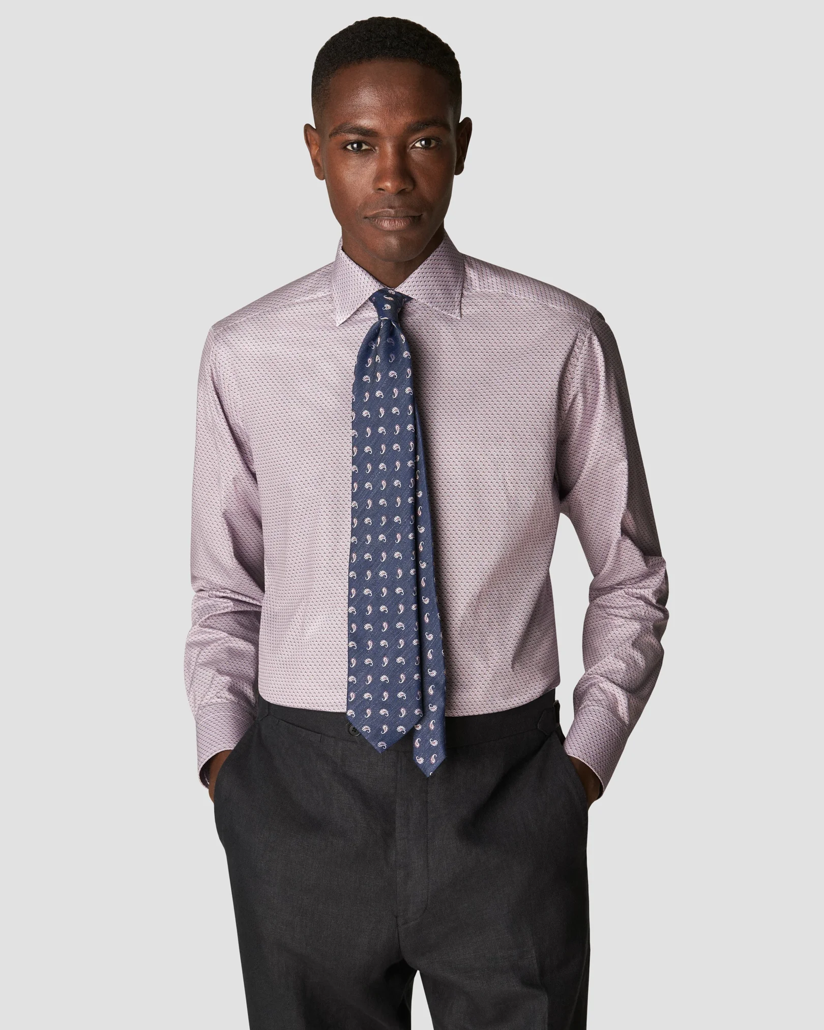 Eton - pink signature twill micro print