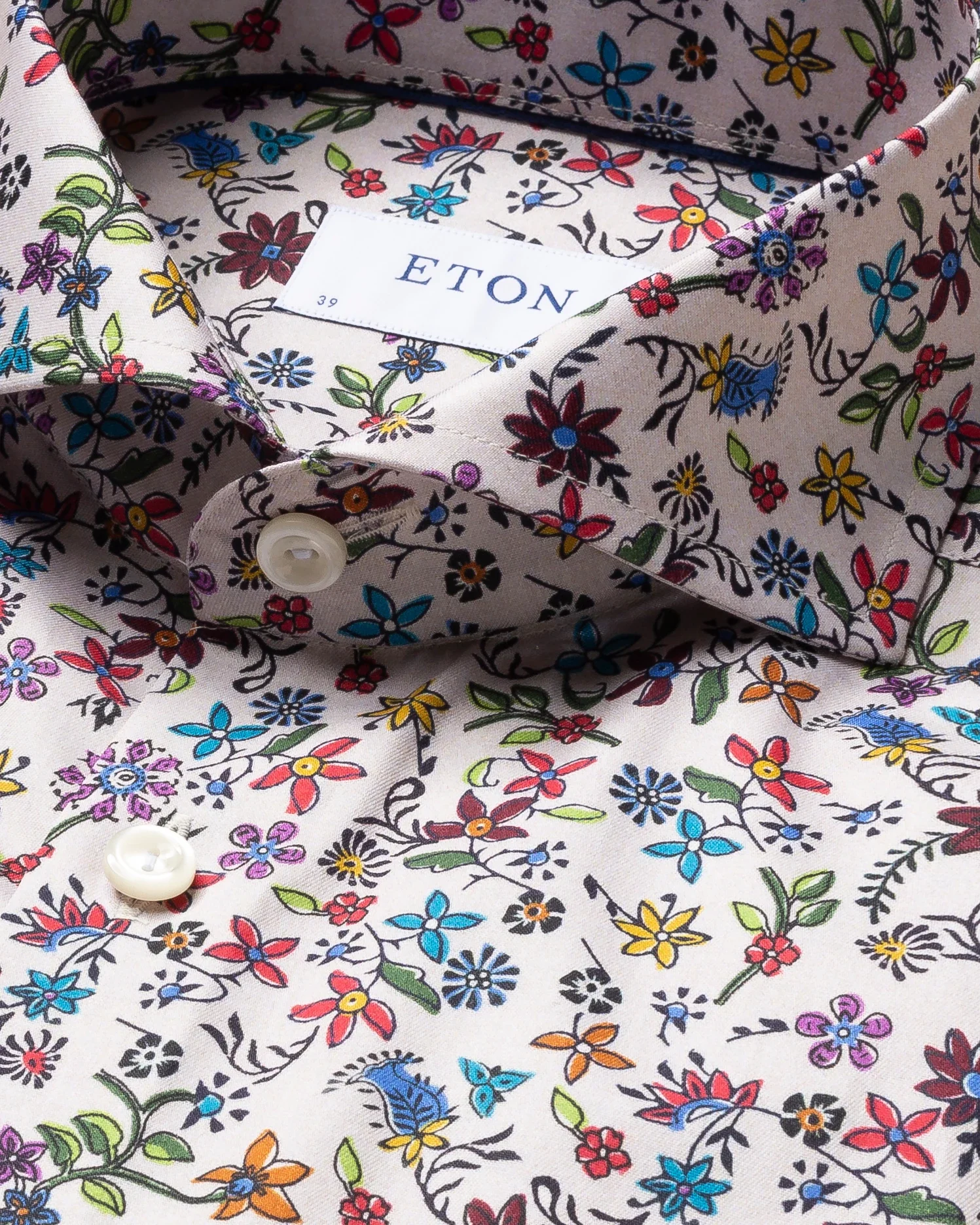Eton - beige valley of flowers shirt extreme cut away