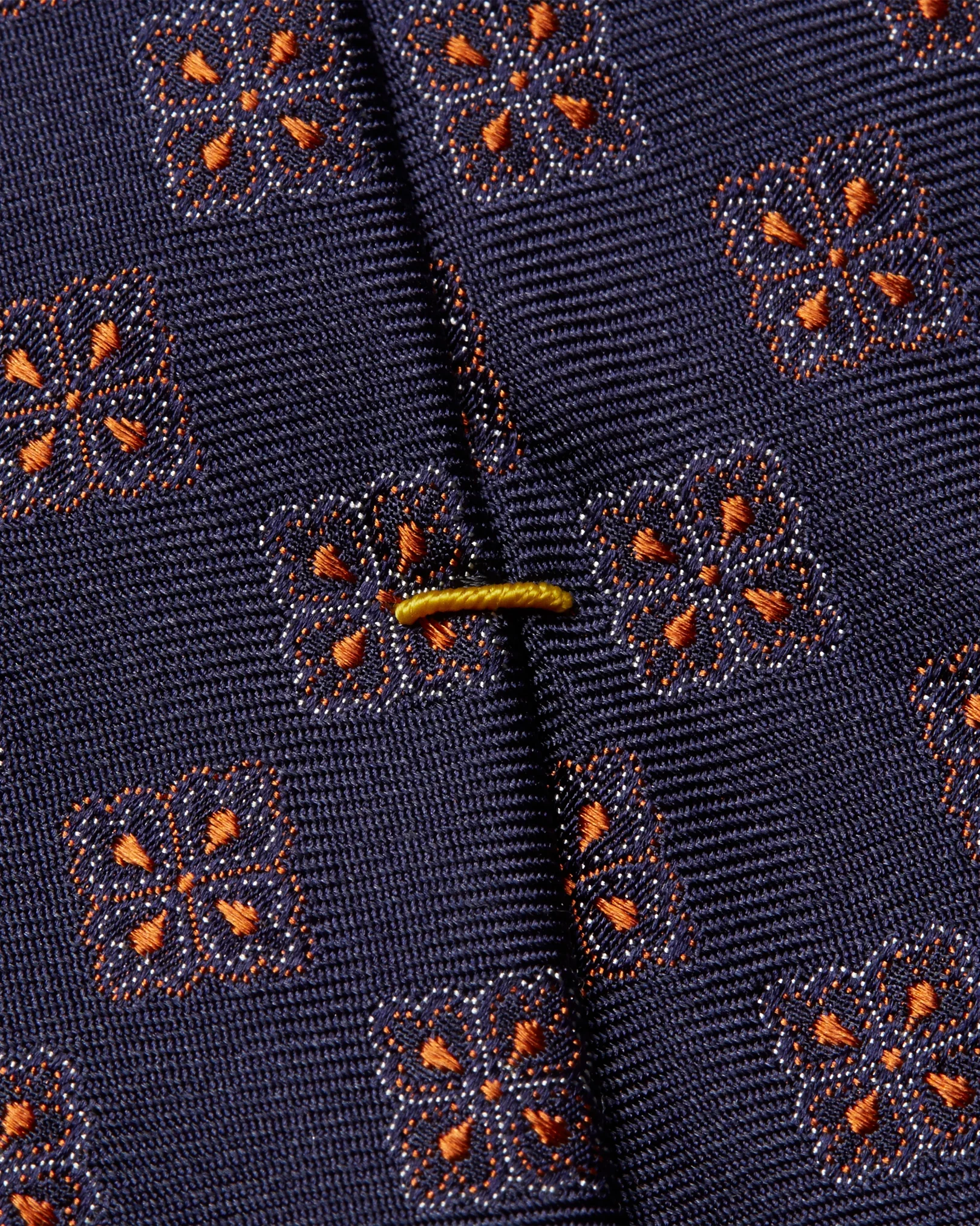 Eton - navy medallion checked silk tie