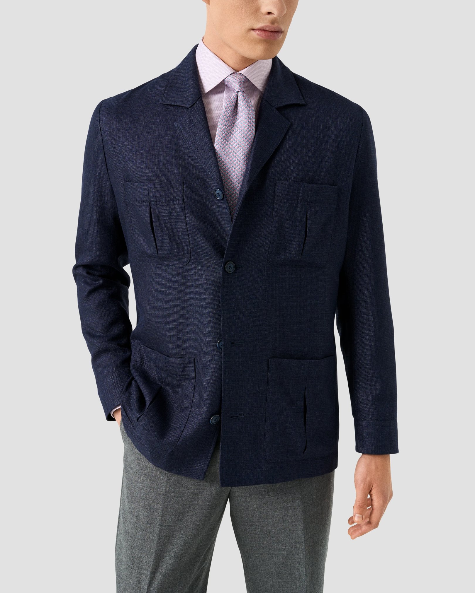Eton - pink herringbone signature dobby shirt