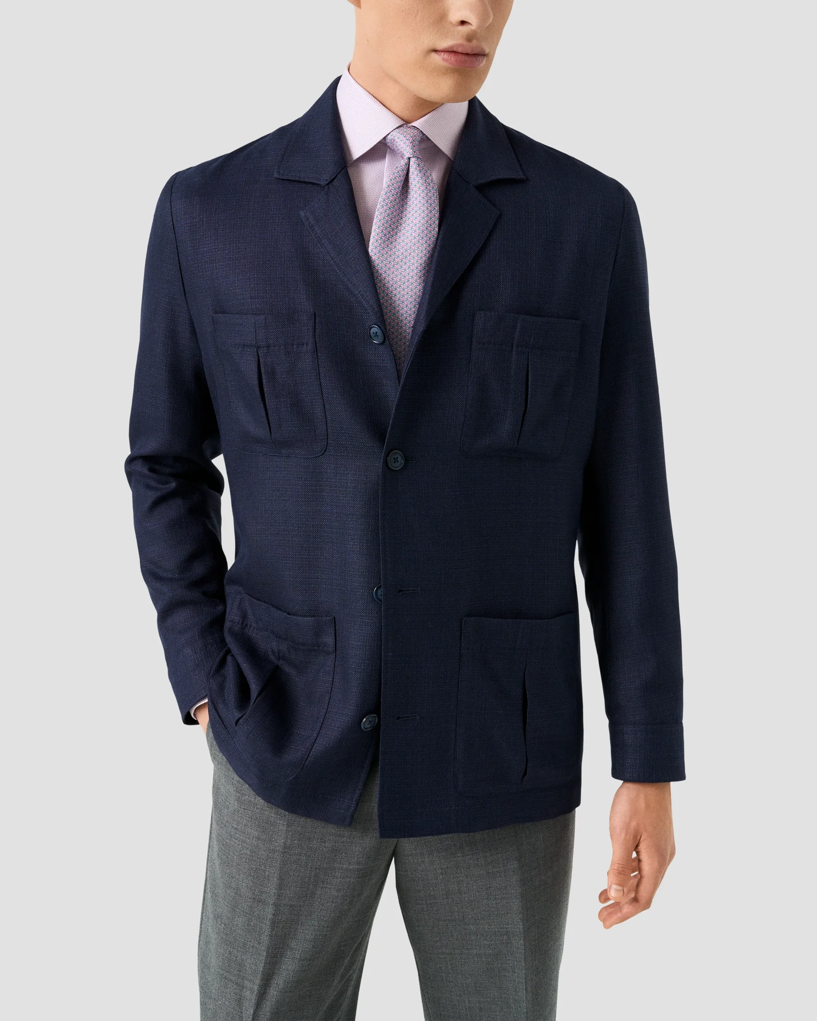 Eton - pink herringbone signature dobby shirt