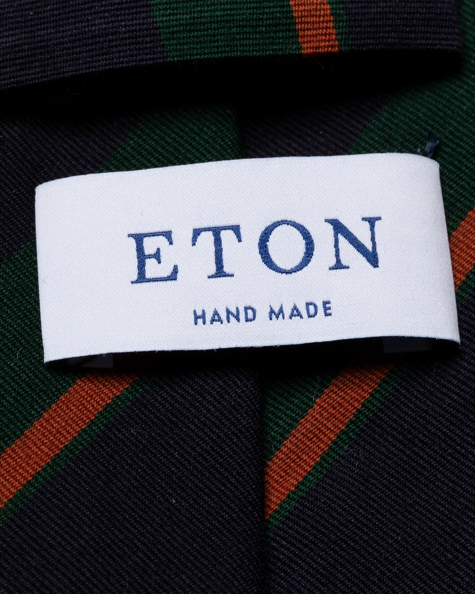 Eton - dark blue and orange striped wool cotton tie