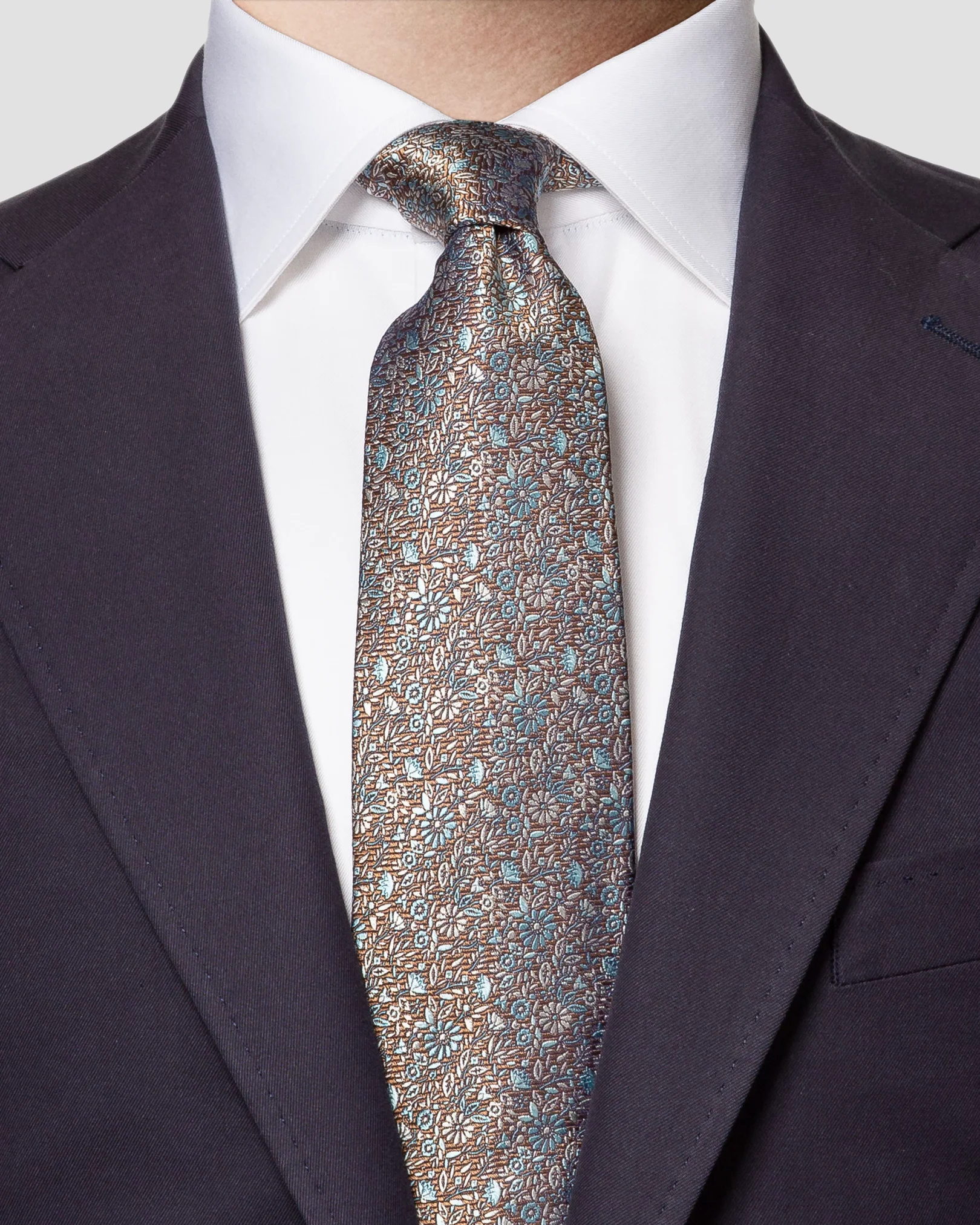 Eton - brown floral silk tie