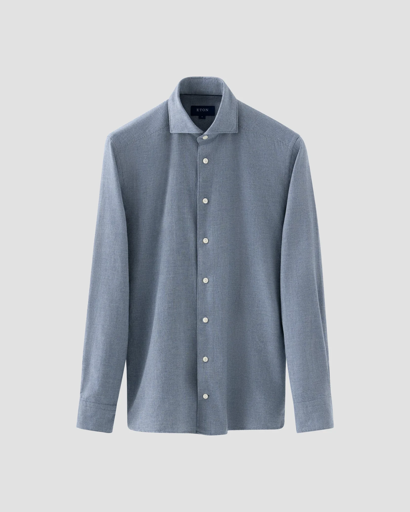 Eton - mid blue flannel widespread collar