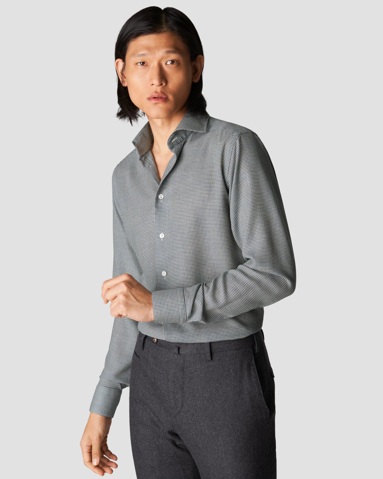 Eton - mid blue twill wide spread