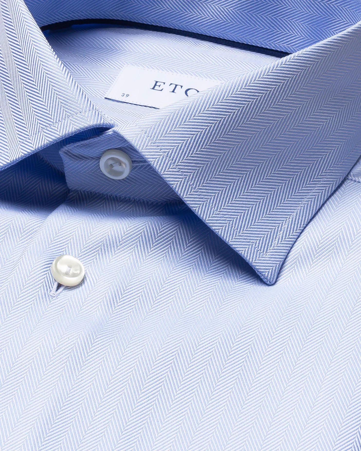 Eton - sky blue herringbone twill shirt