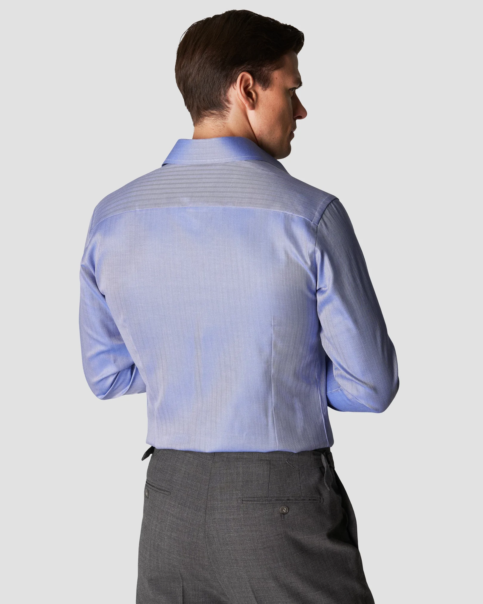 Eton - blue herringbone twill shirt