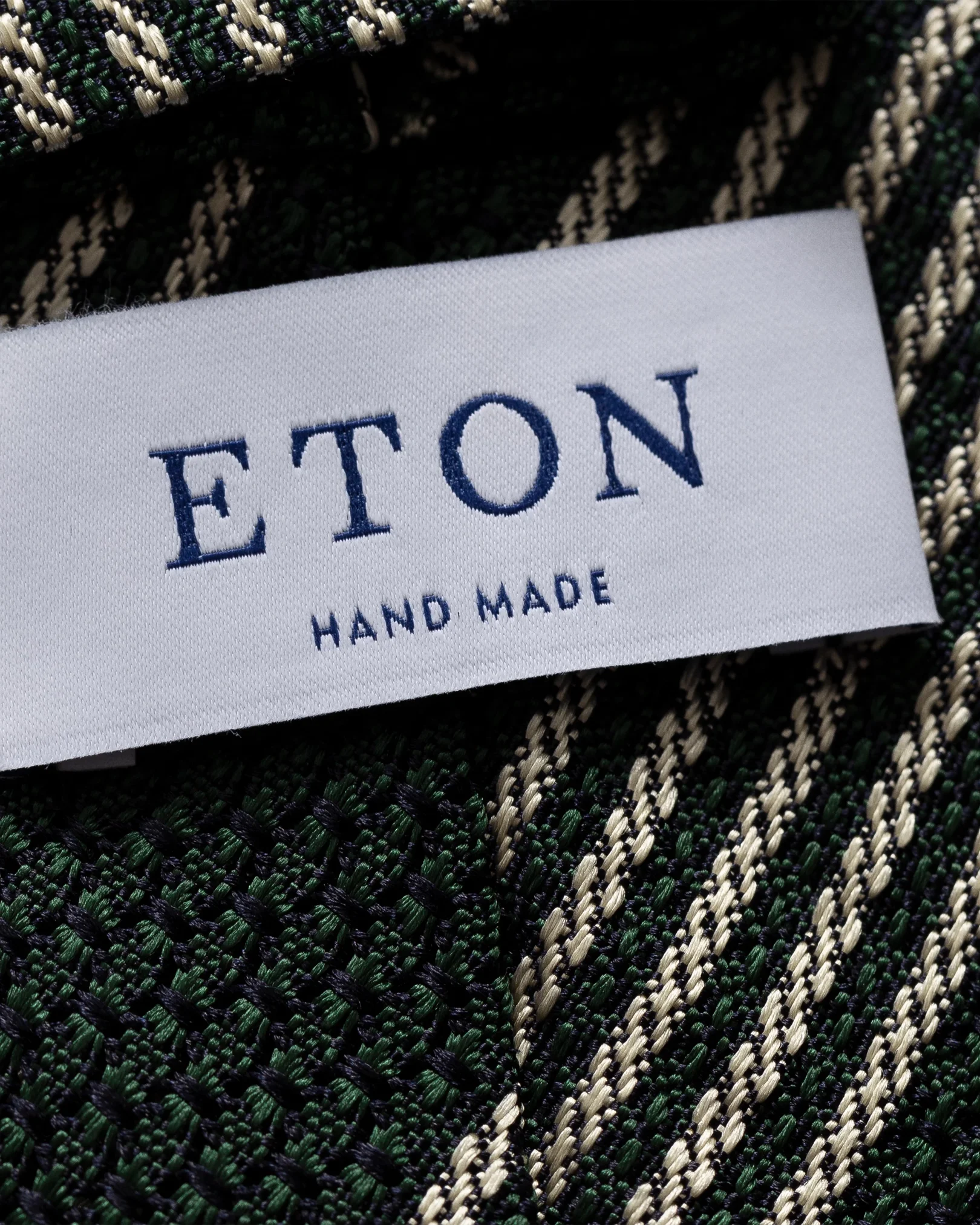 Eton - green white striped tie