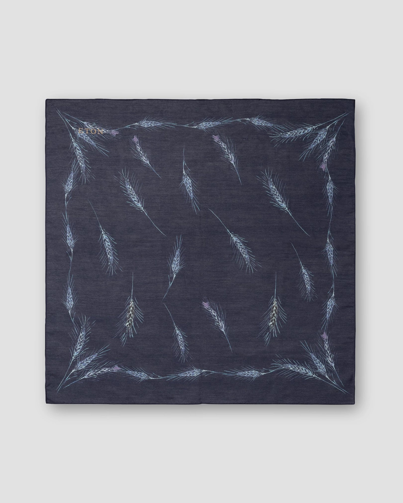 Eton - navy palm print cotton silk banadana