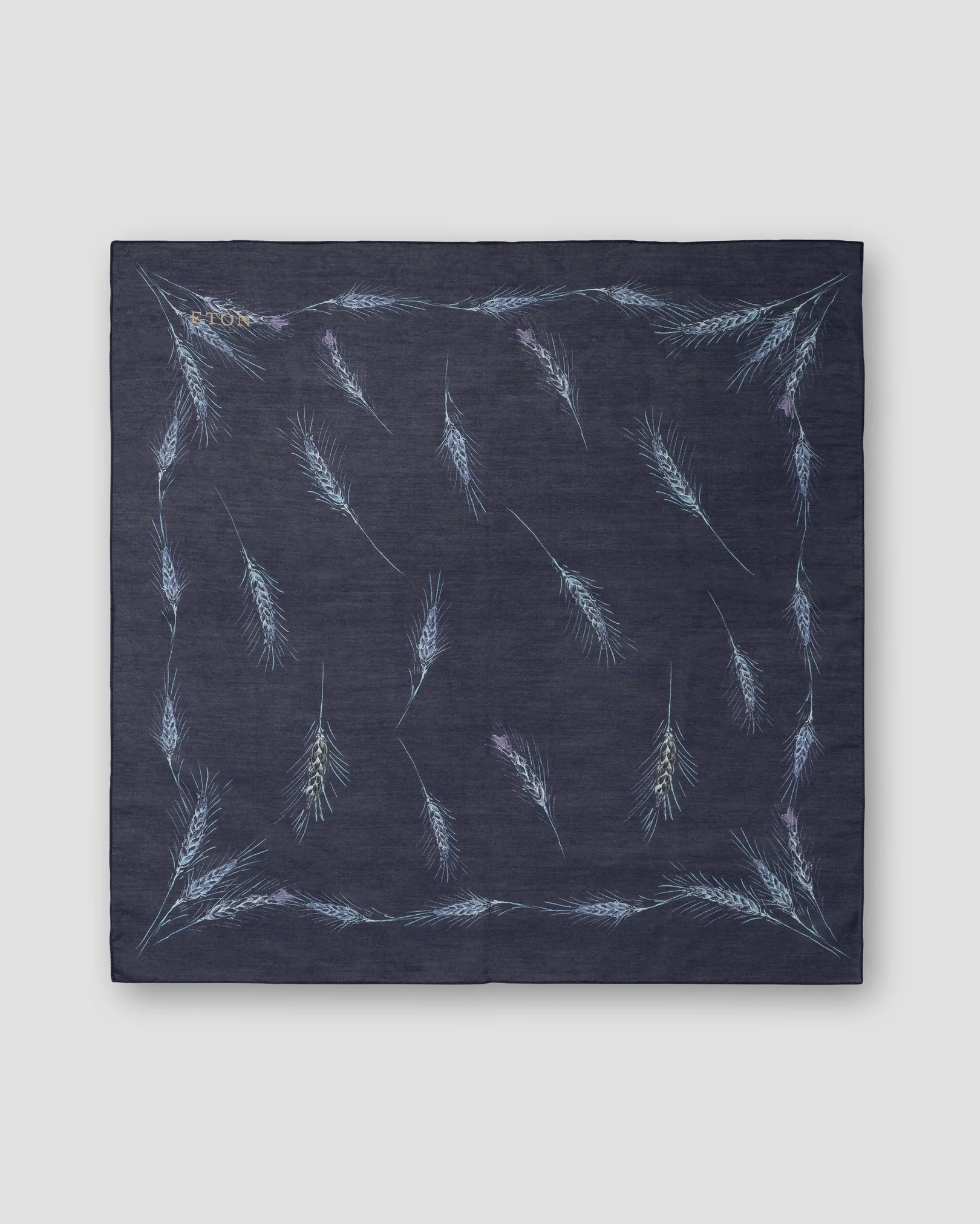 Eton - navy palm print cotton silk banadana