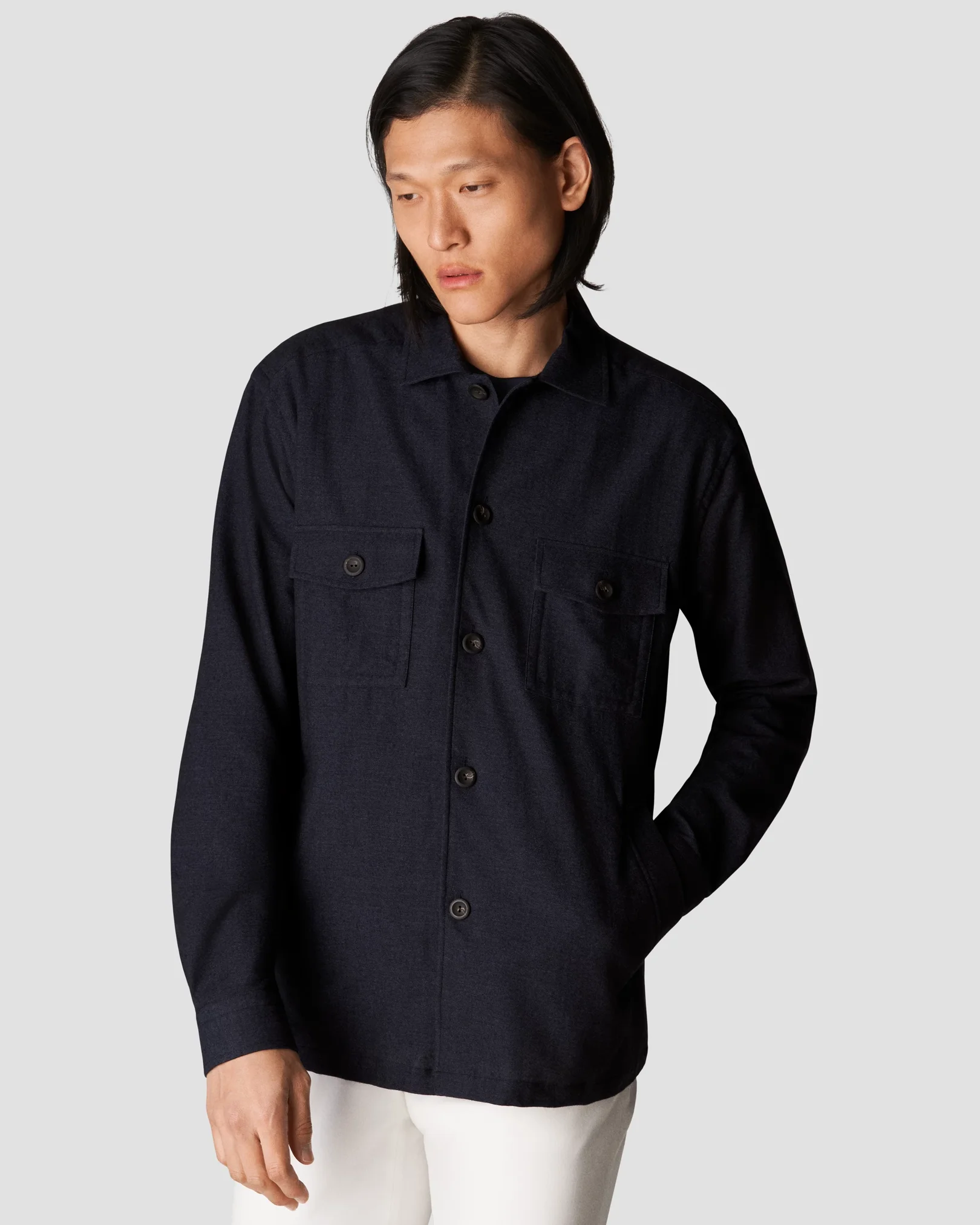 Eton - black flannel overshirt