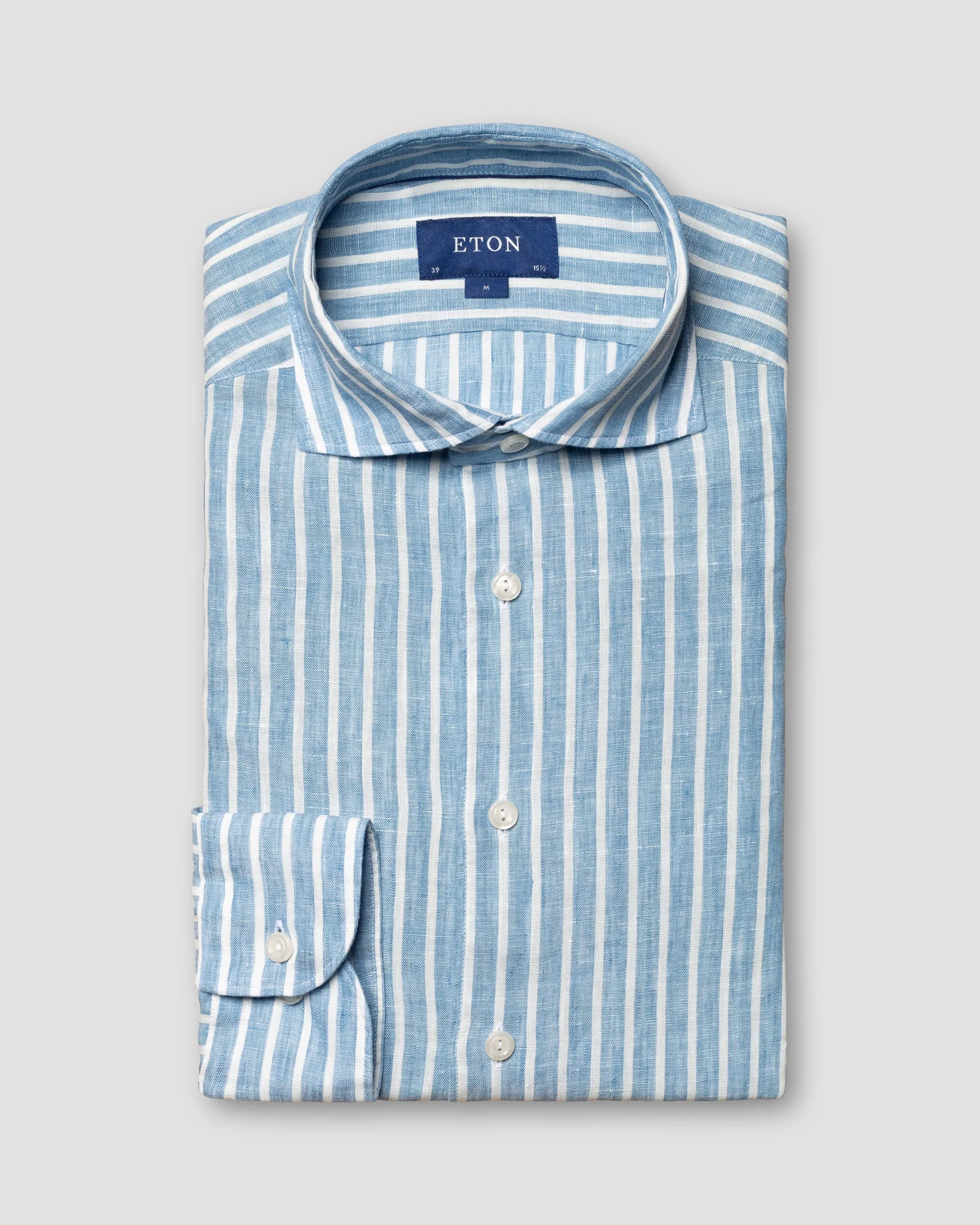 Eton - mid blue striped linen