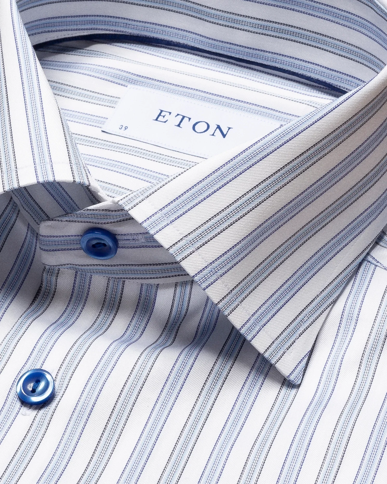 Eton - blue striped cotton lyocell stretch shirt