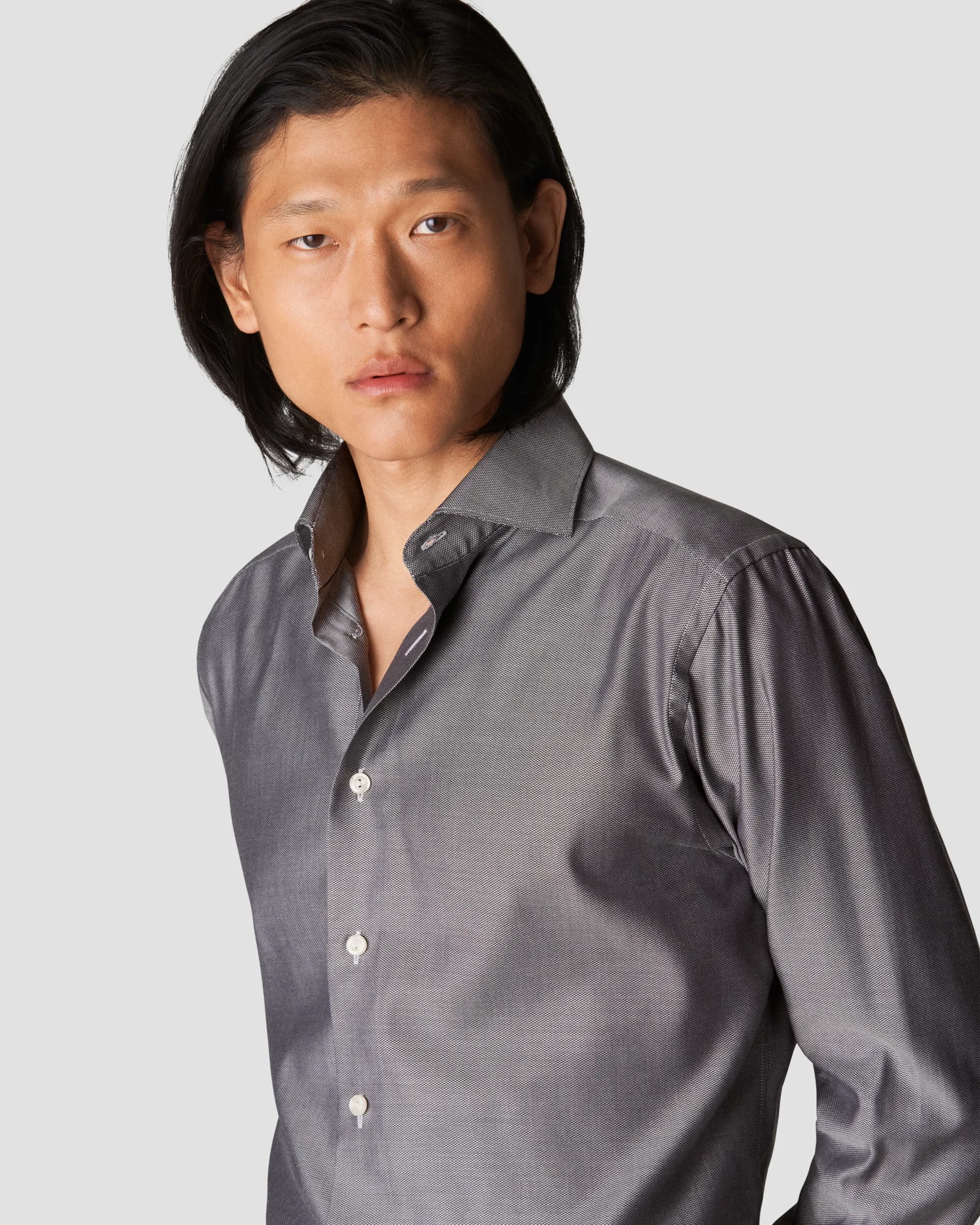 Eton - black cotton lyocell stretch