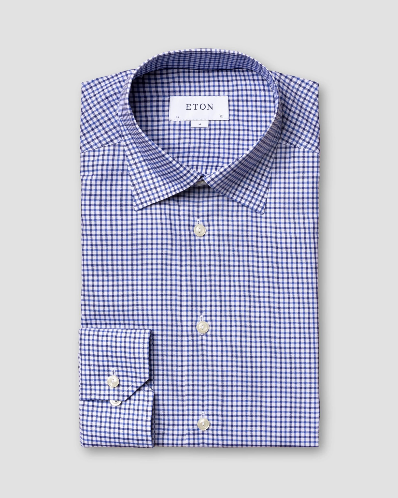 Eton - Mid Blue Check Twill Shirt
