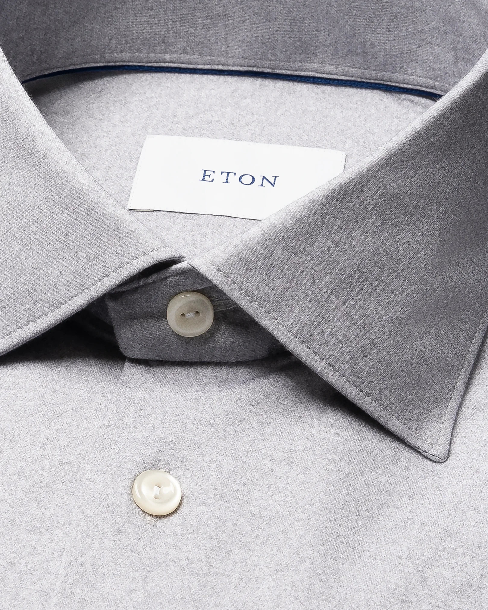 Eton - dark grey solid cotton four way stretch shirt