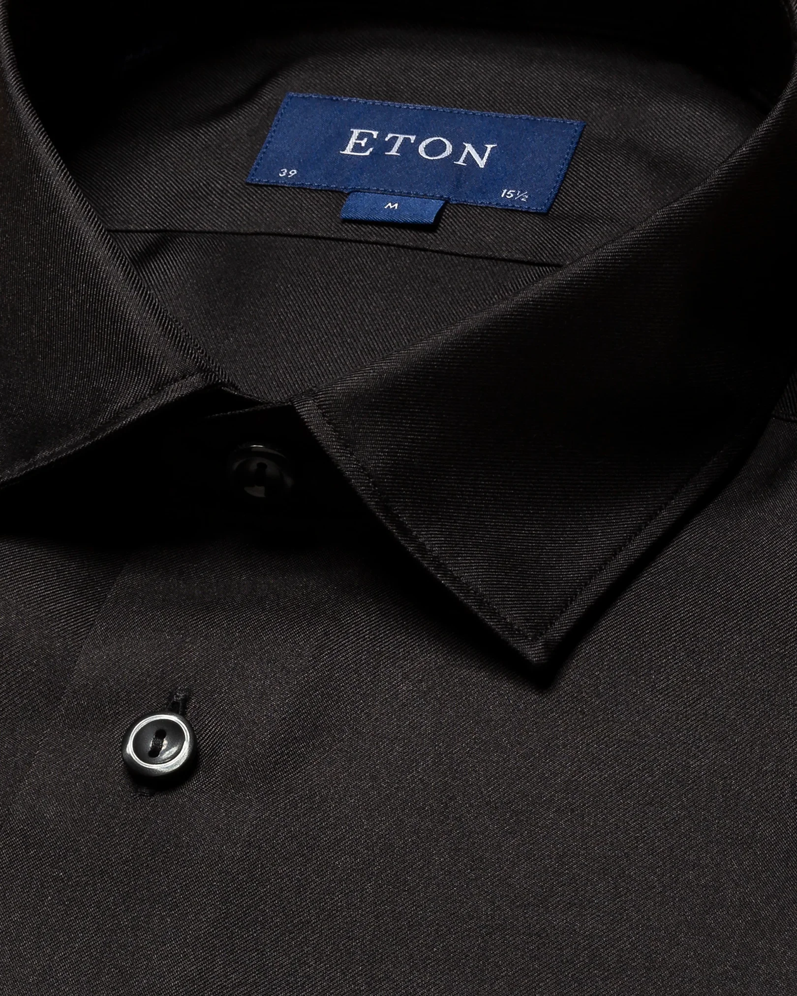 Eton - black silk pointed rounded single one buttonhole slim soft