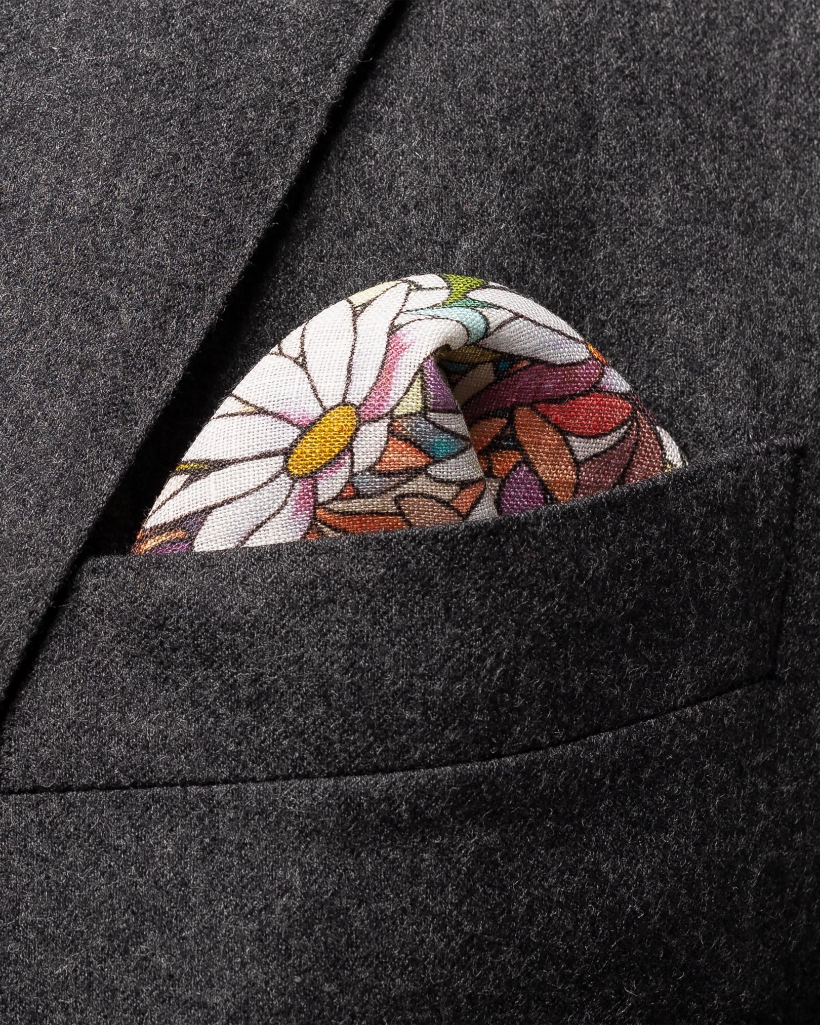 Eton - purple stained glass print linen pocket square