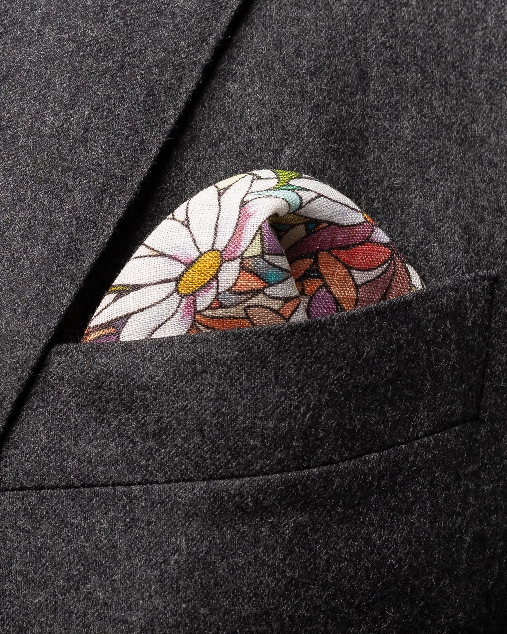 Eton - purple stained glass print linen pocket square