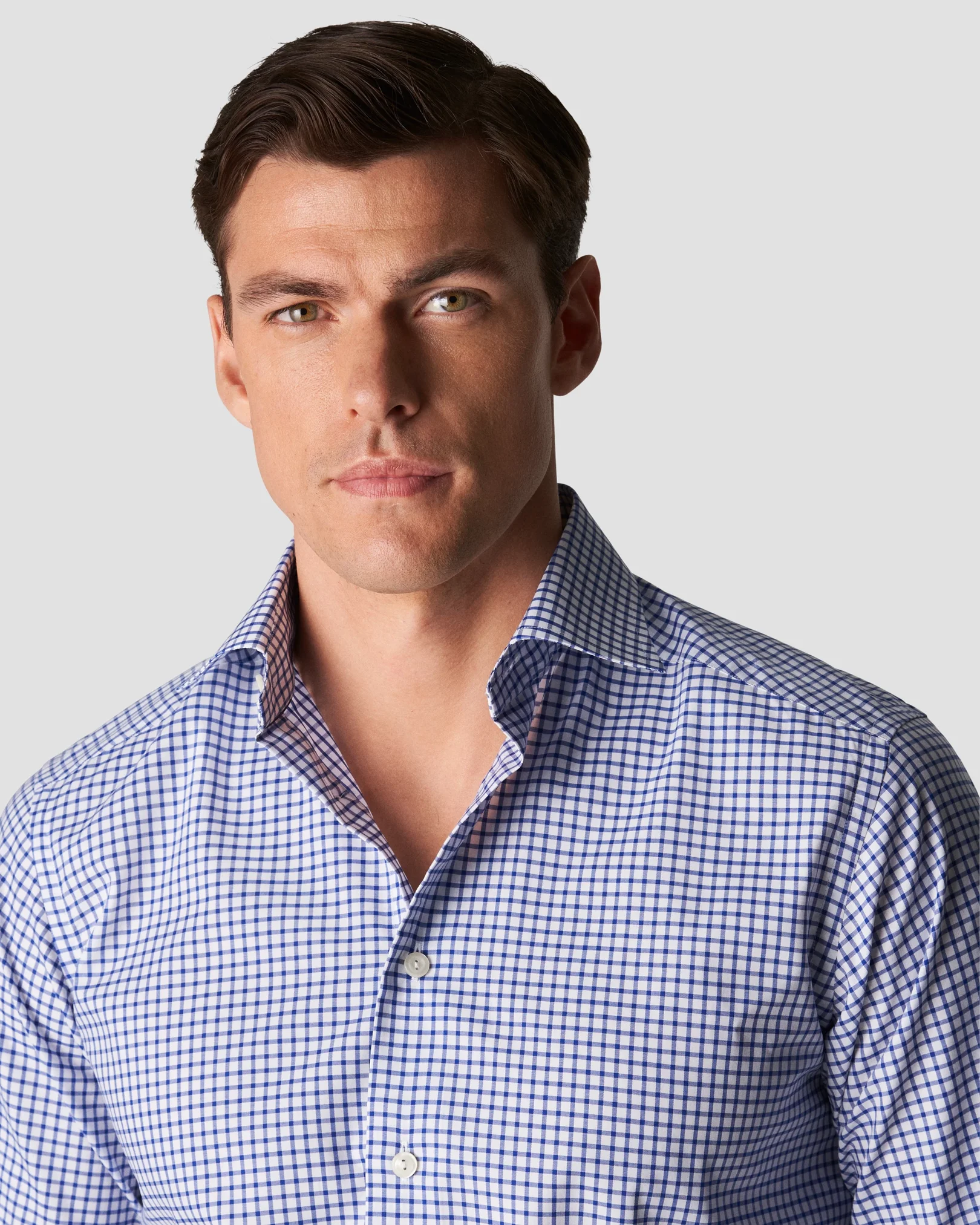 Eton - blue white check stretch shirt