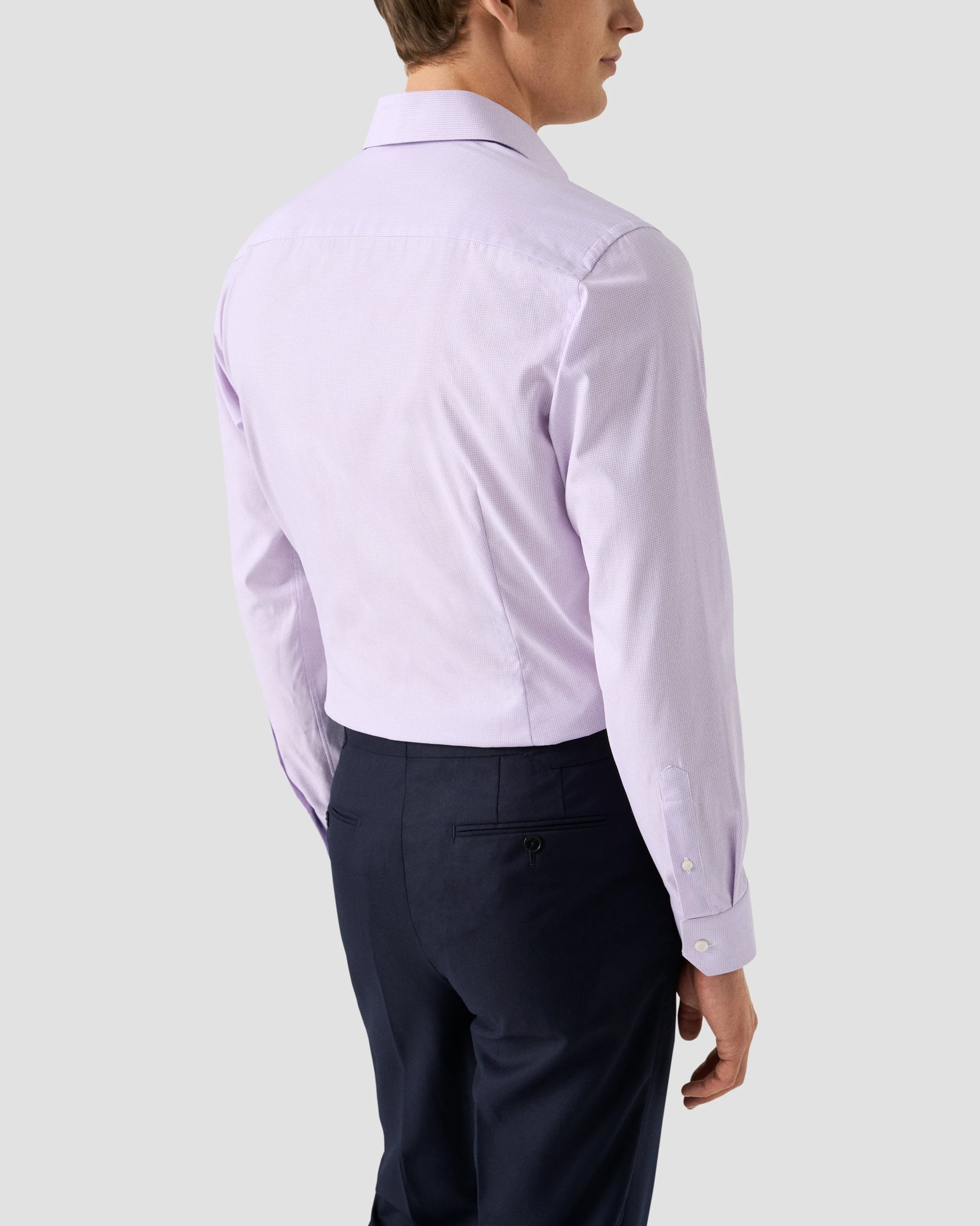 Eton - light purple fine check signature twill shirt