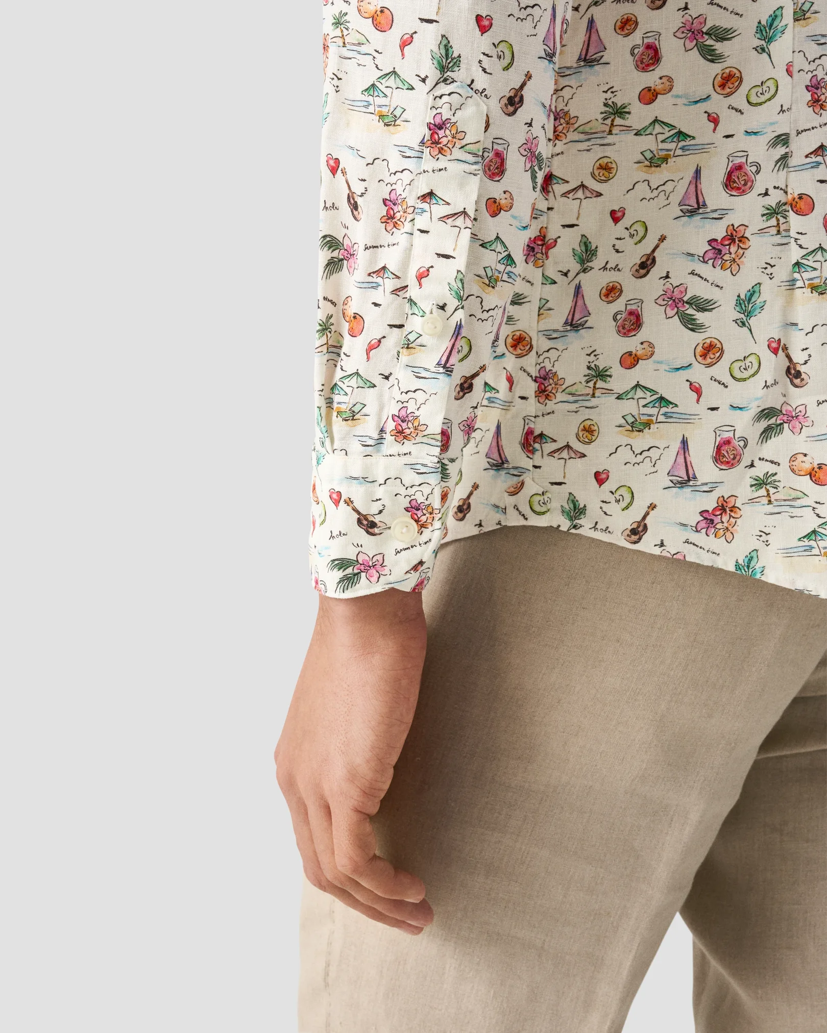 Eton - Motif Print Linen Shirt