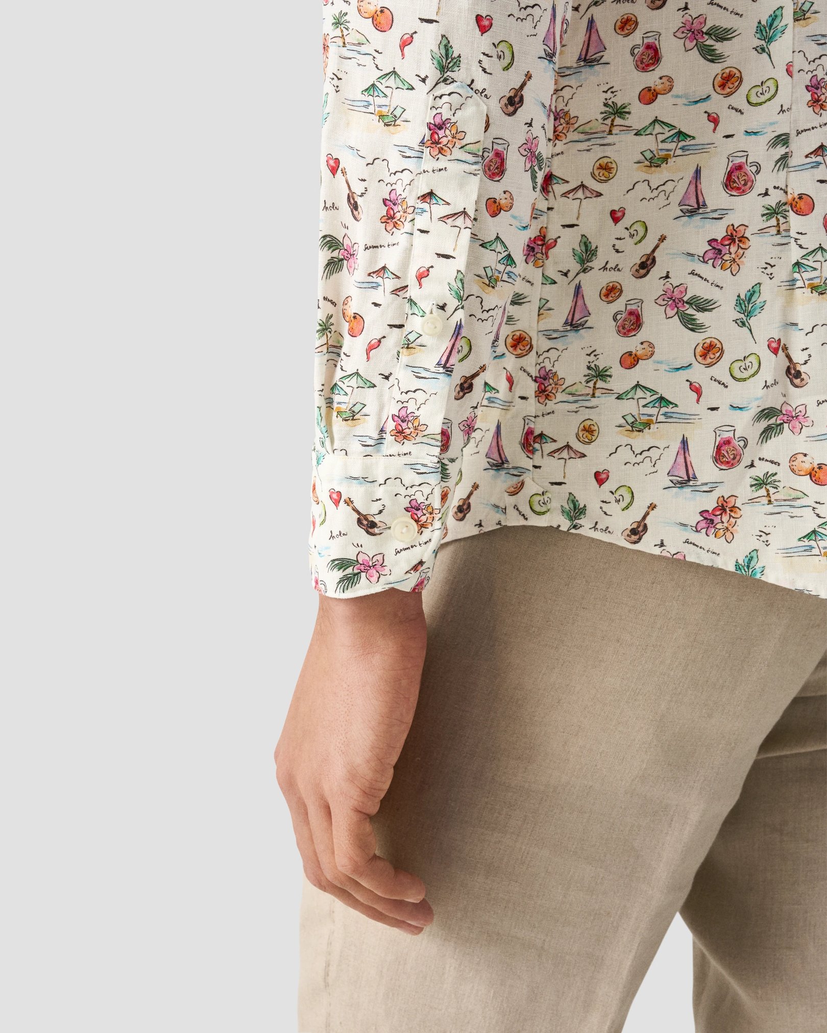 Eton - Motif Print Linen Shirt