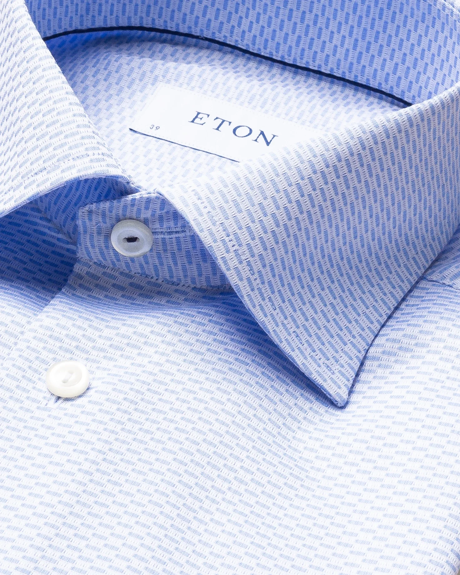 Eton - light blue textured twill shirt cut away