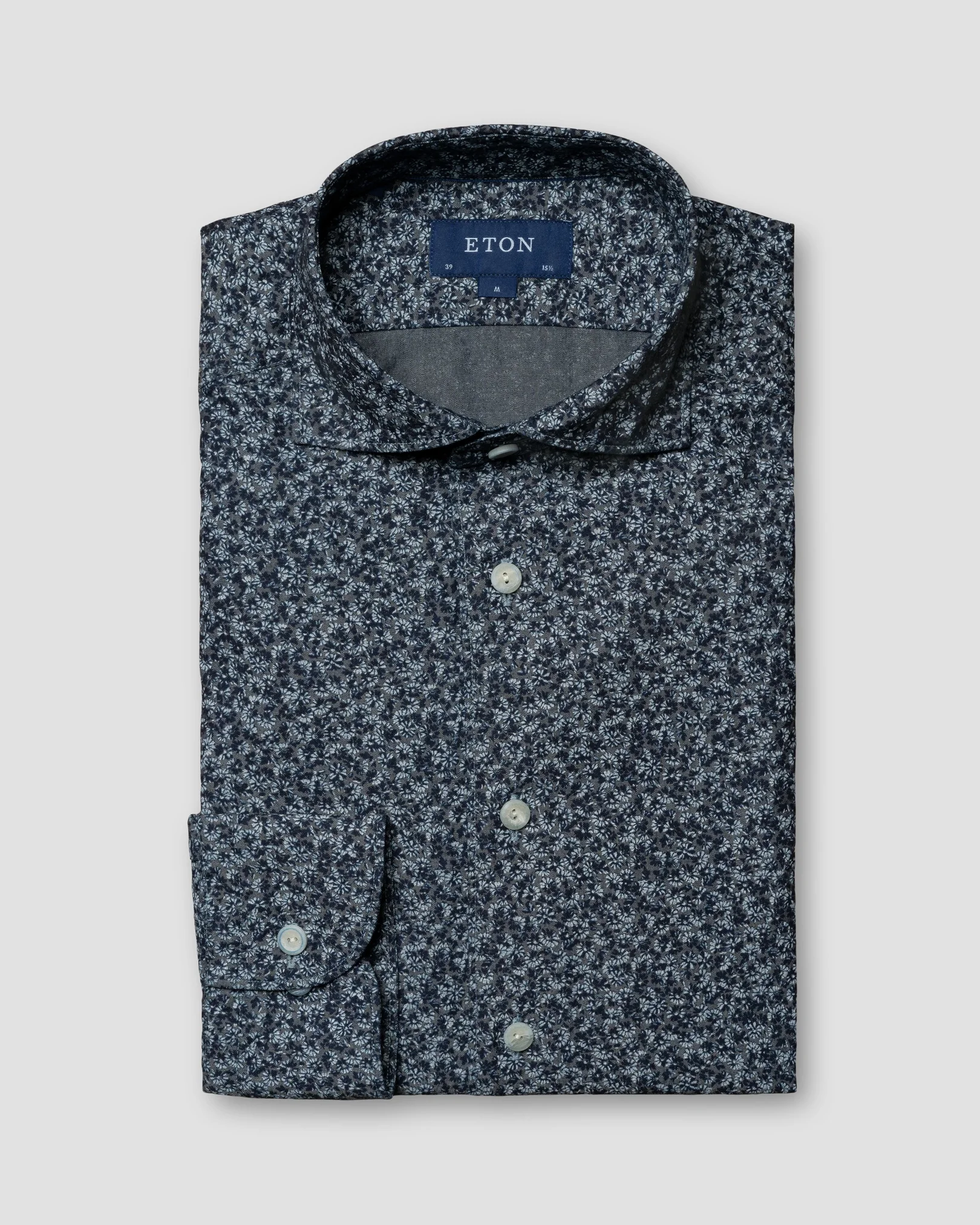 Eton - dark blue indigo wide spread single rounded slim soft