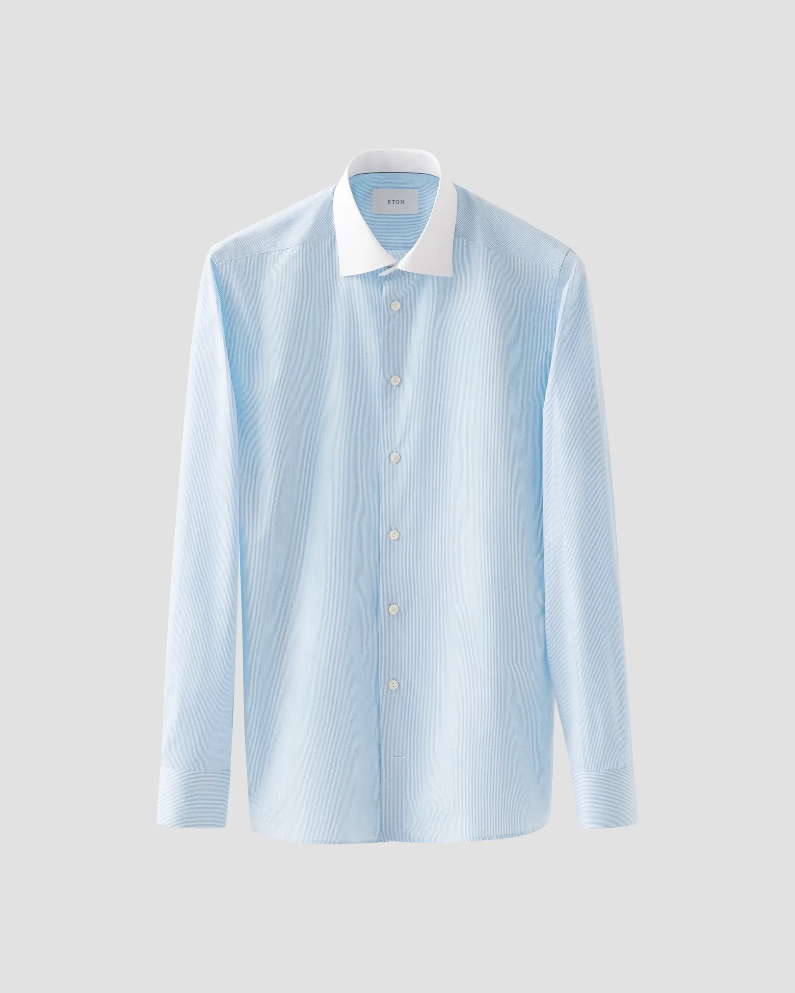 Eton - white collar striped twill shirt