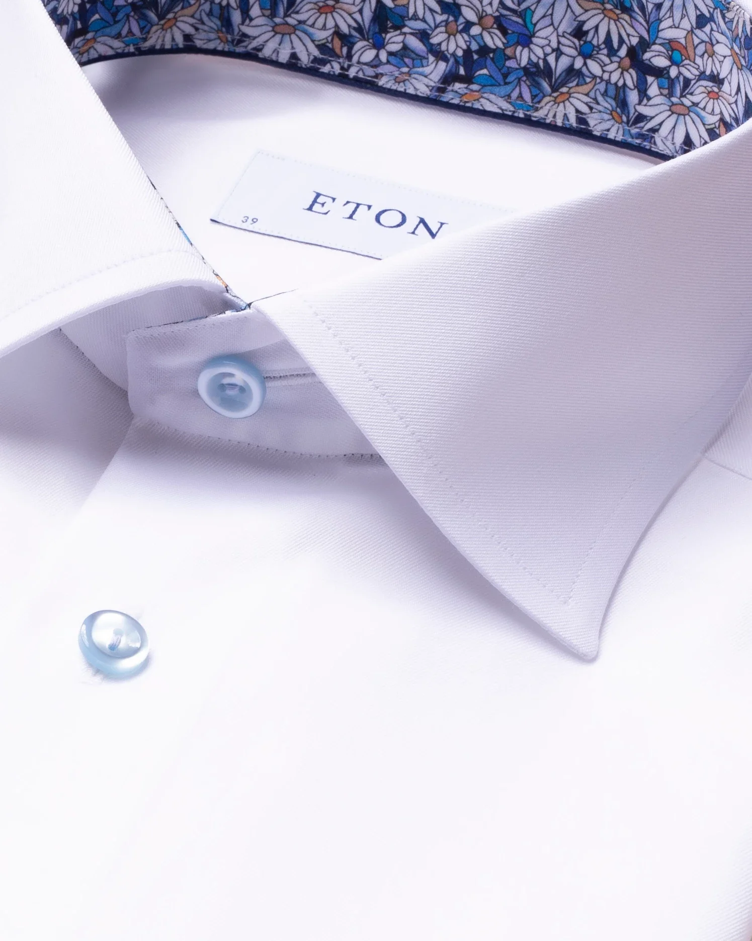 Eton - white signature twill shirt printed details cut away collar