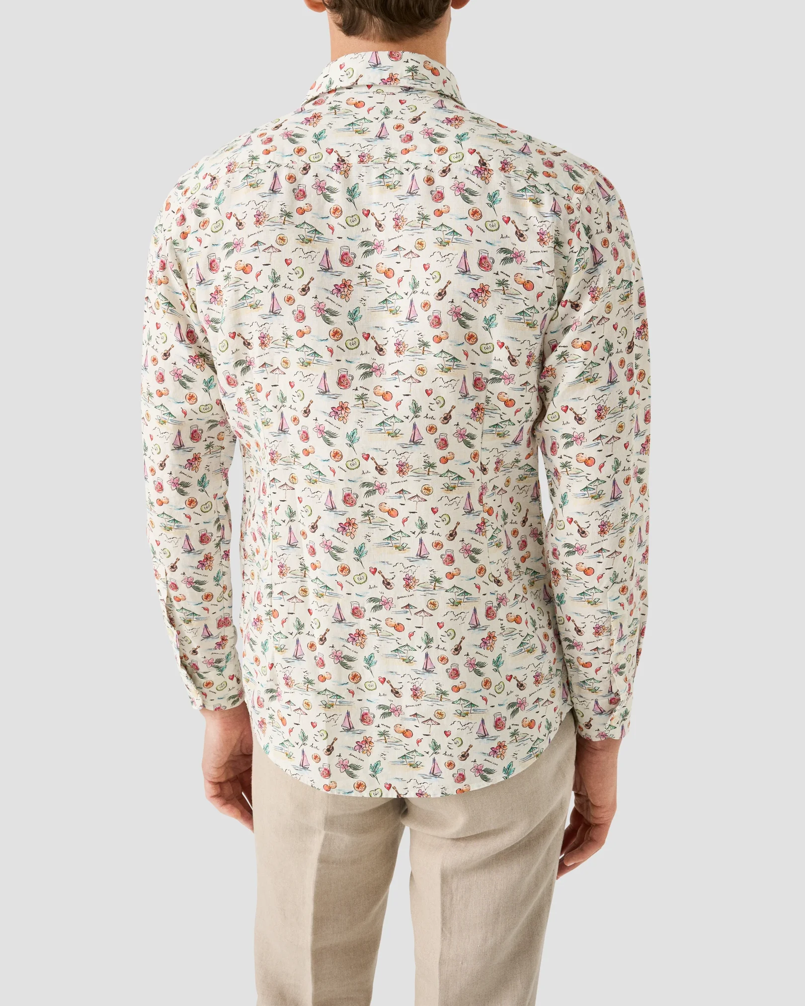 Eton - Motif Print Linen Shirt
