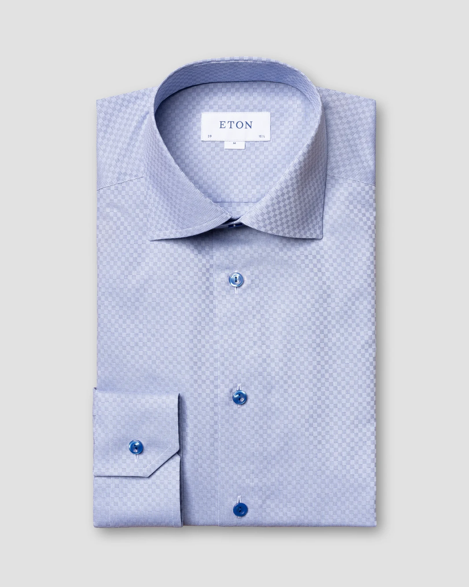 Eton - mid blue fine twill cut away single slim bf